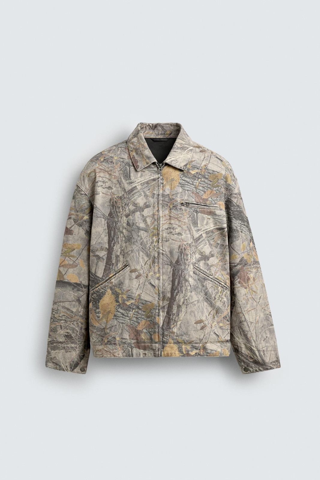 Zara Washed Jacket Abstract Print — Forest