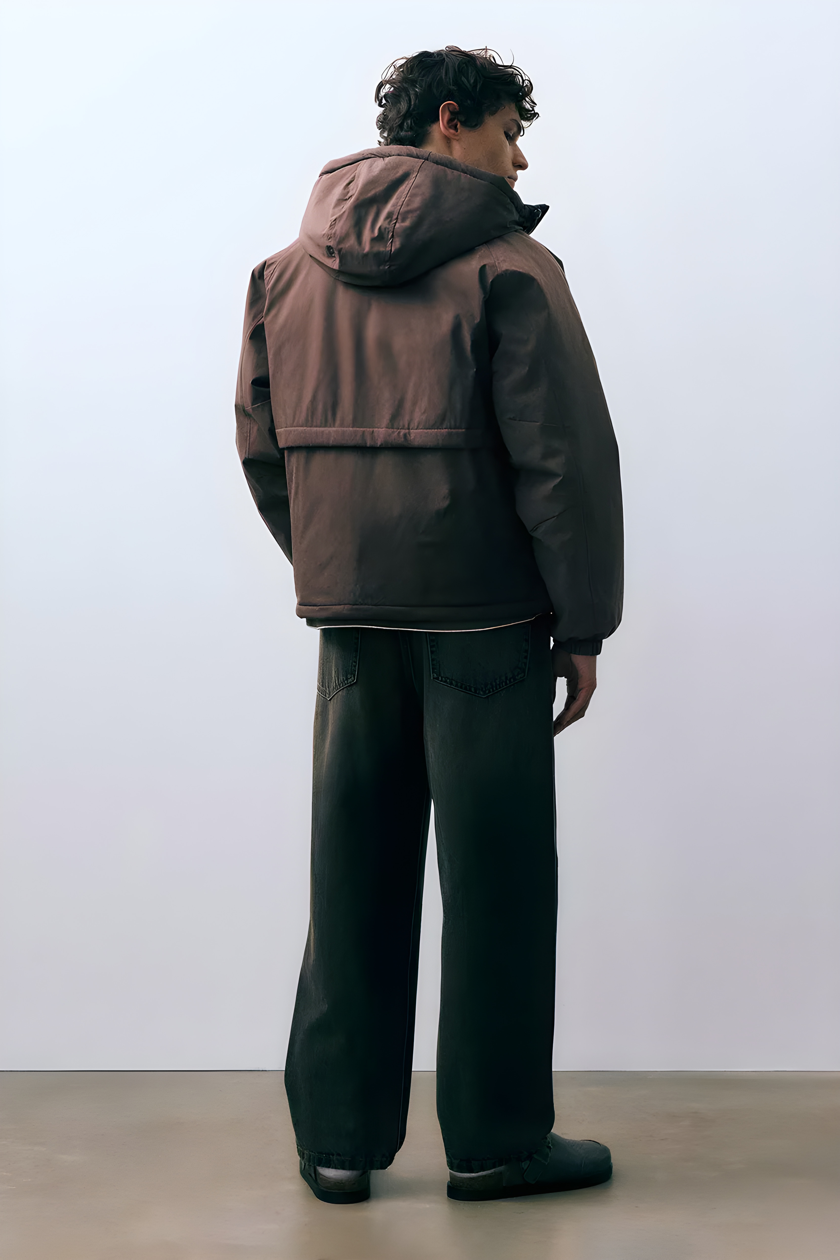 Pull&Bear High Neck Puffer Jacket — Brown
