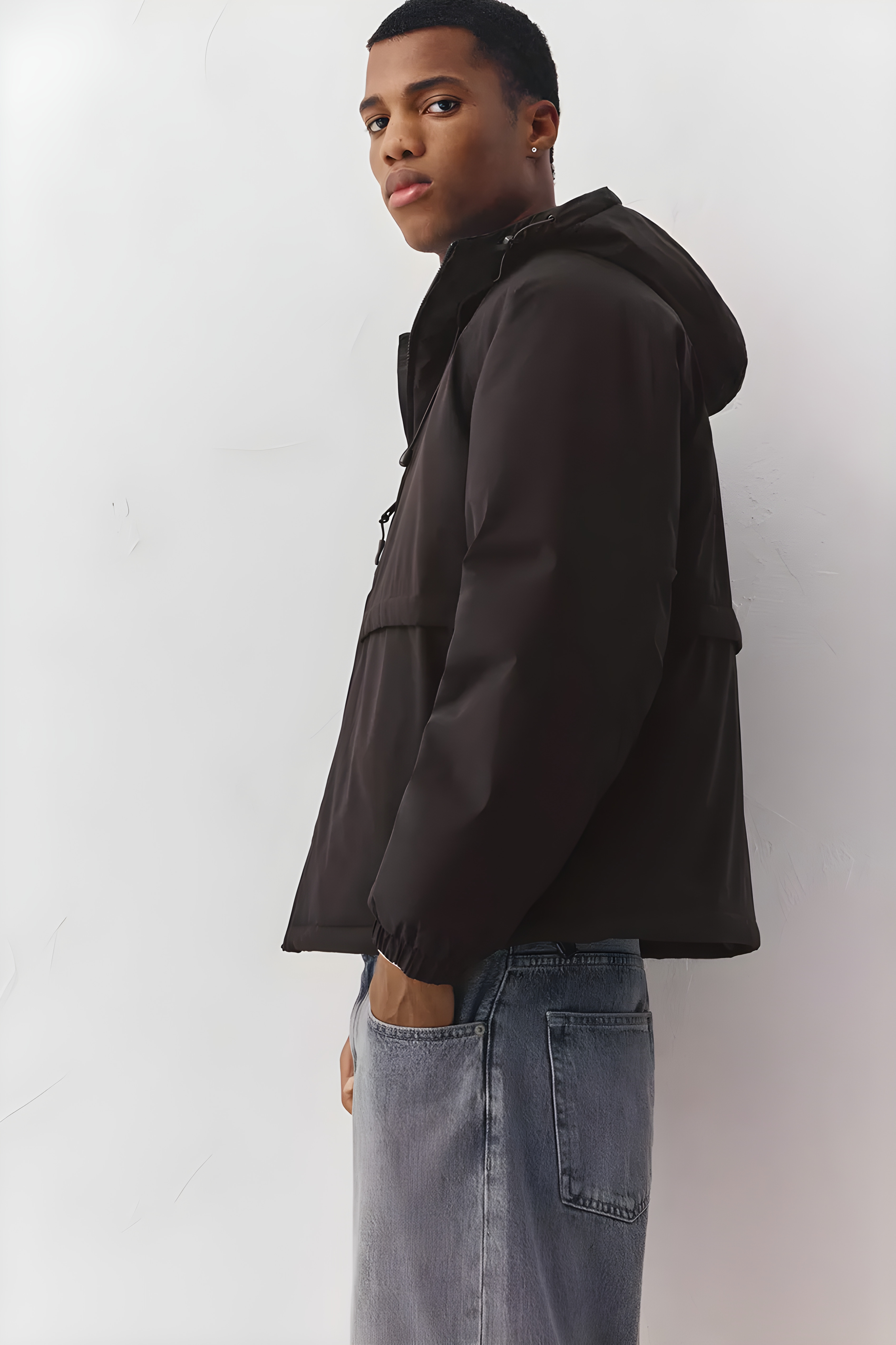 Pull&Bear High Neck Puffer Jacket — Black