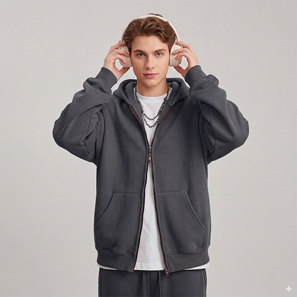 Pullshka Vintage Zip Hoodie Set — Slate