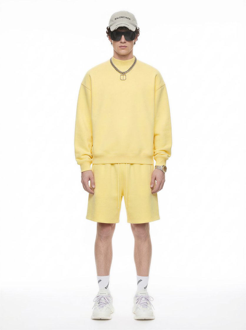 Pullshka Fleece-Lined Mock Neck Sweatshirt — Yellow