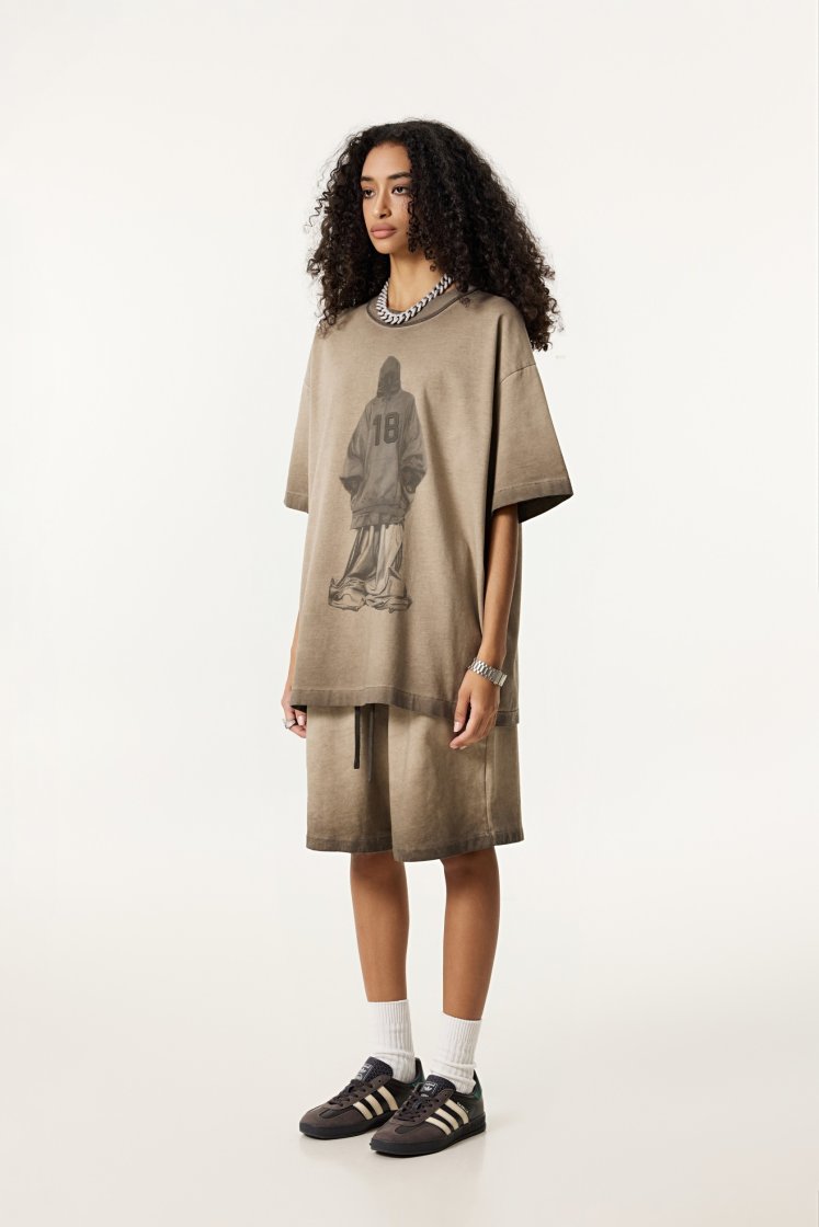 Pullshka Vintage Graphic Tee - 18 — Tan