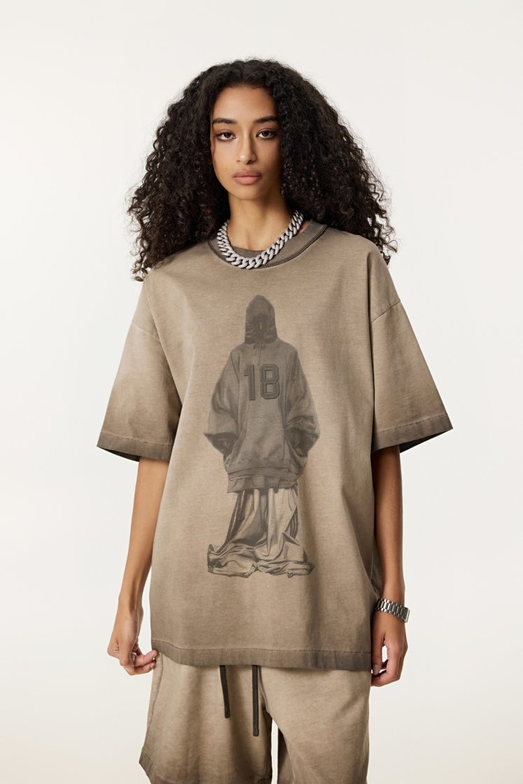 Pullshka Vintage Graphic Tee - 18 — Tan