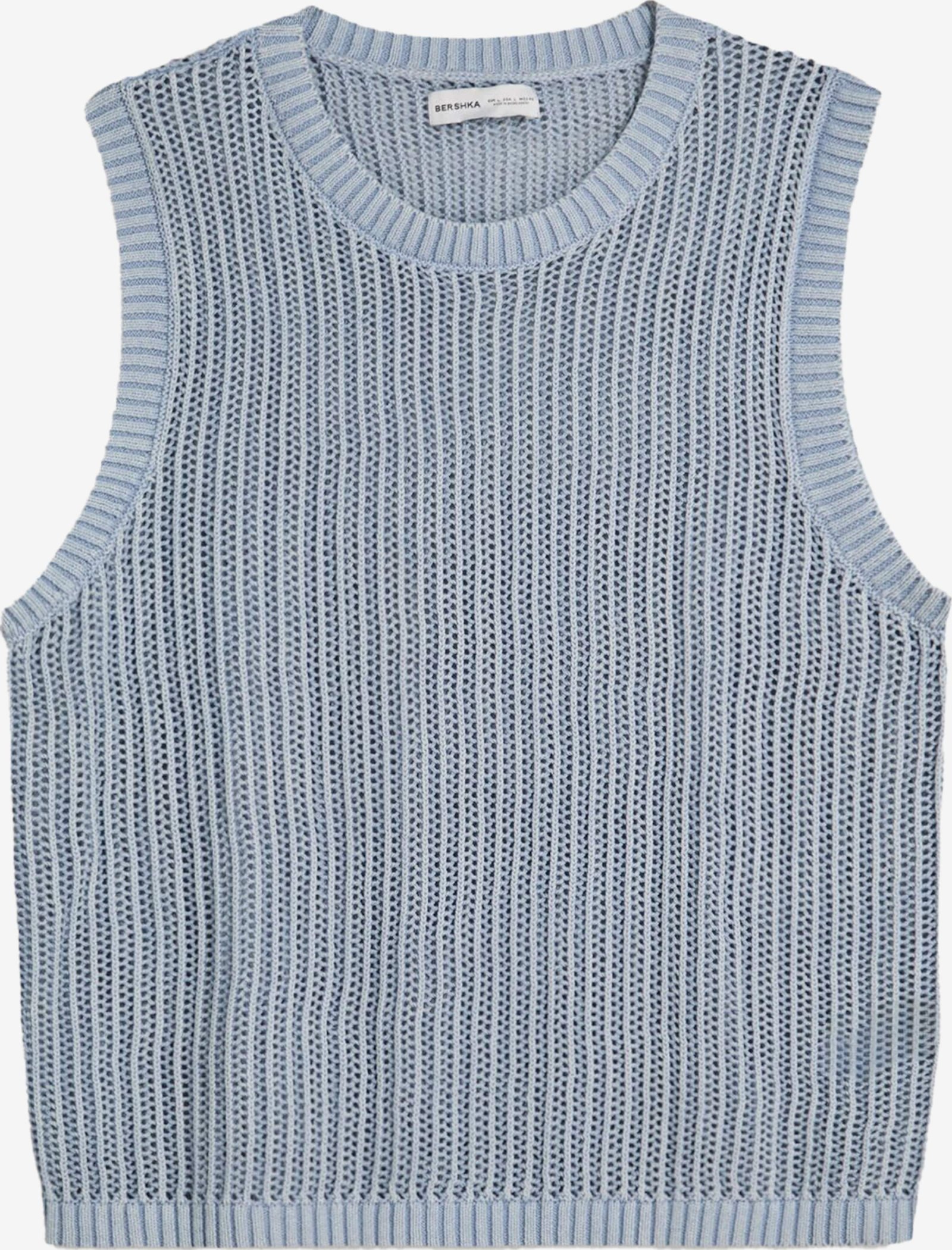Bershka Ribbed Tank Top Grey — light blue