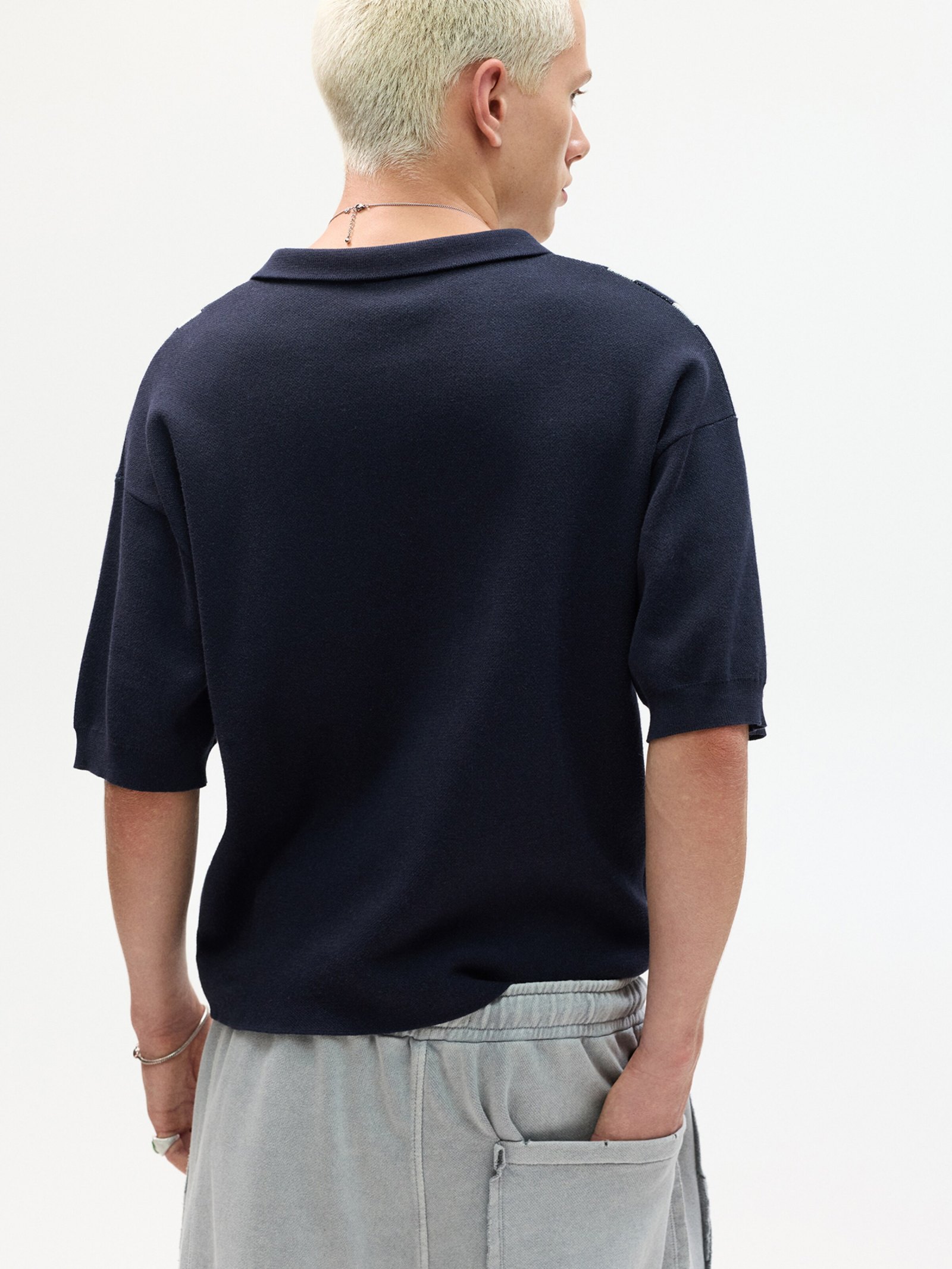 Pull&Bear Pull&Bear V-Neck Pullover STWD — navy