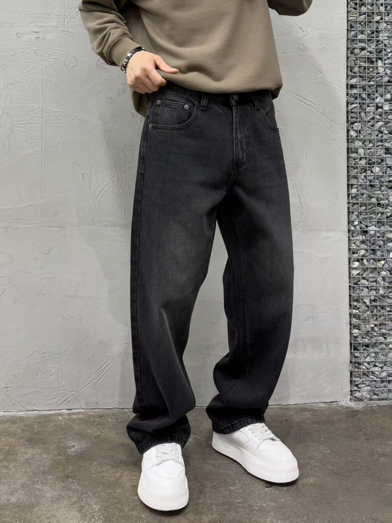 Jean baggy délavé noir pour homme