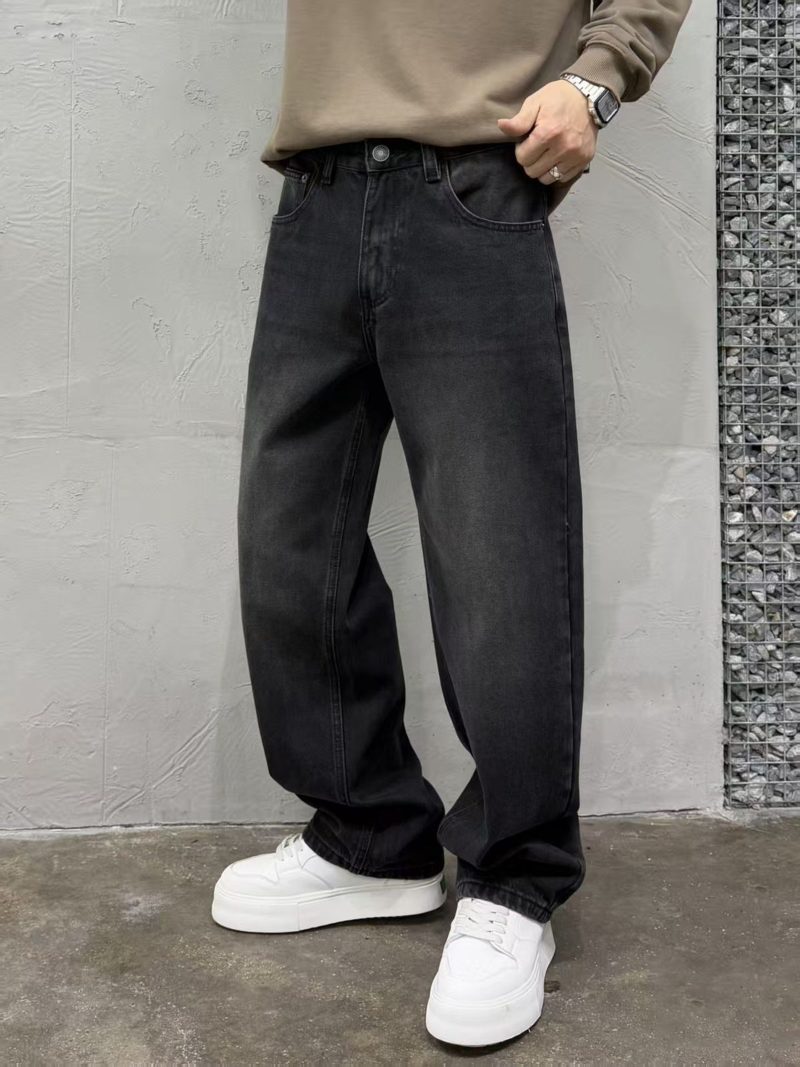 Jean baggy délavé noir pour homme