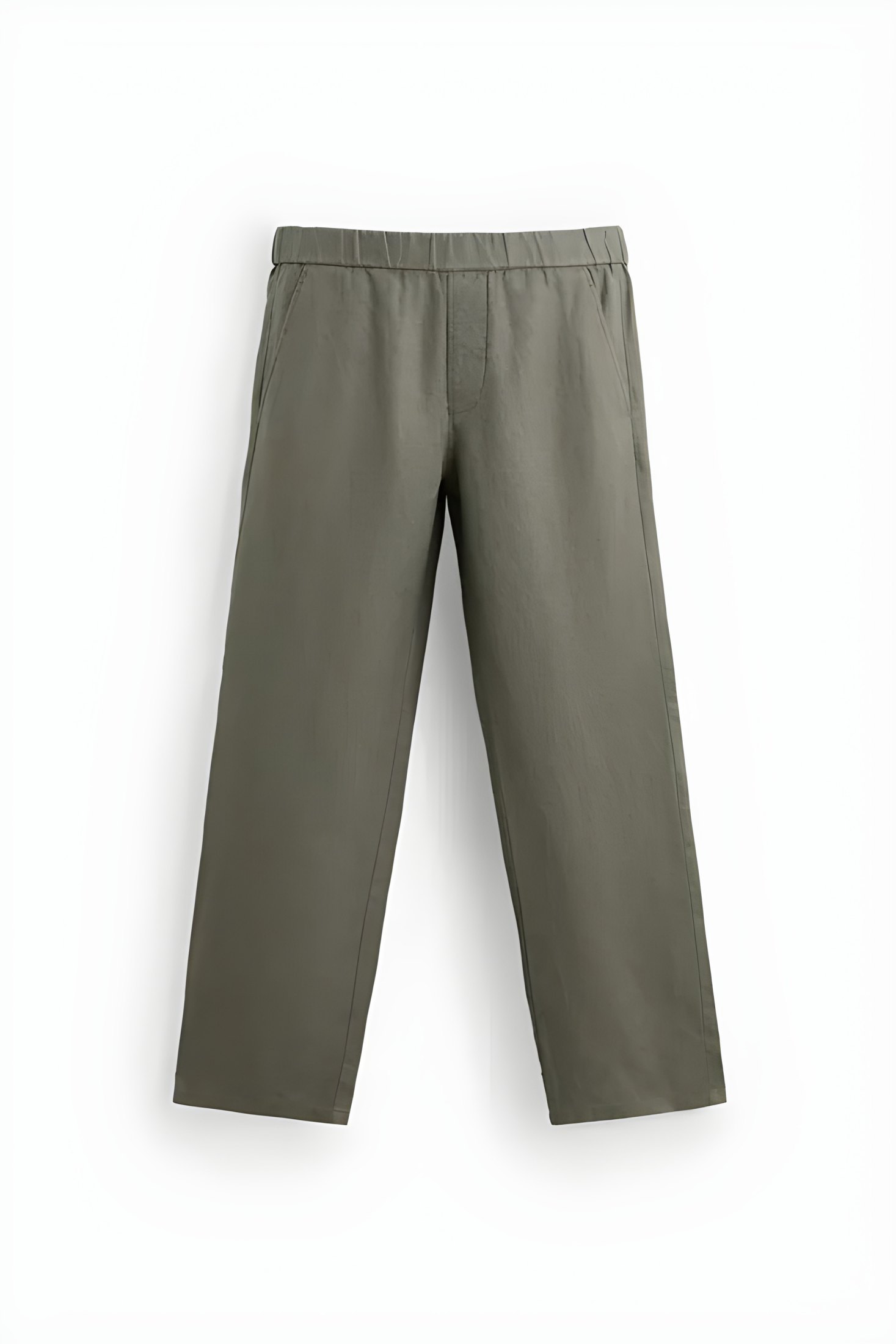 Zara Linen Khaki Trousers — Olive