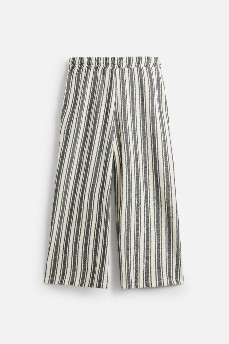 Zara Jacquard Stripe Trousers — White