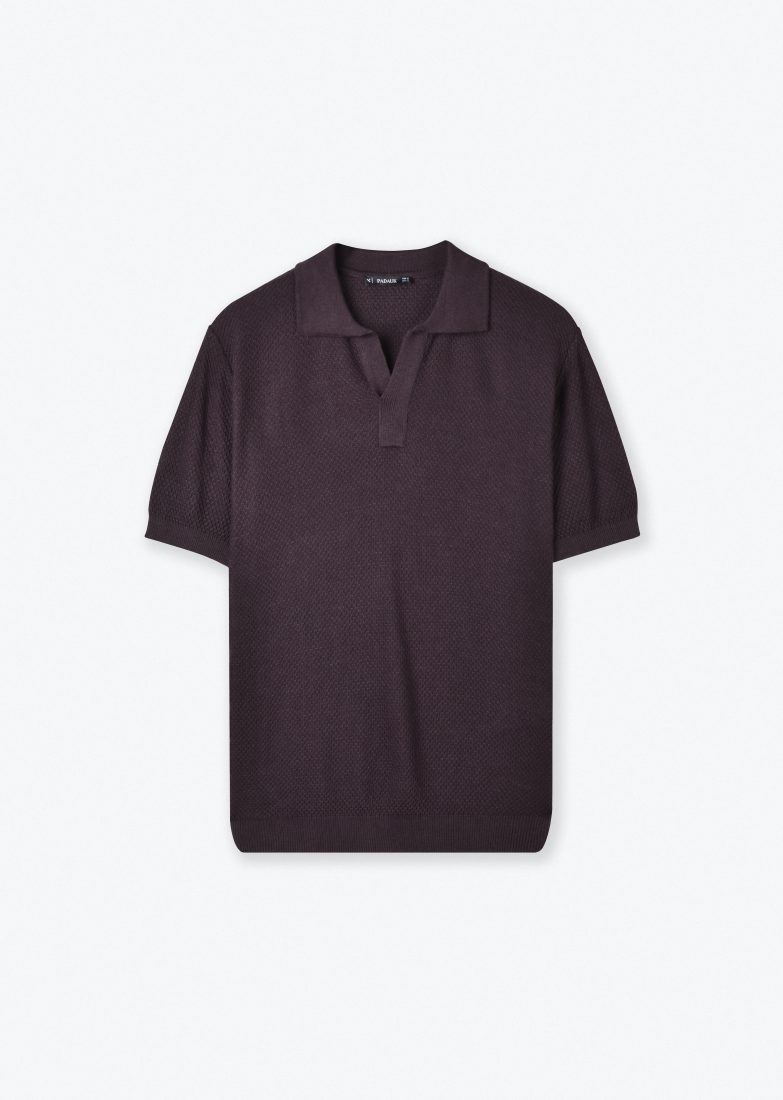 OPEN COLLAR KNIT POLO