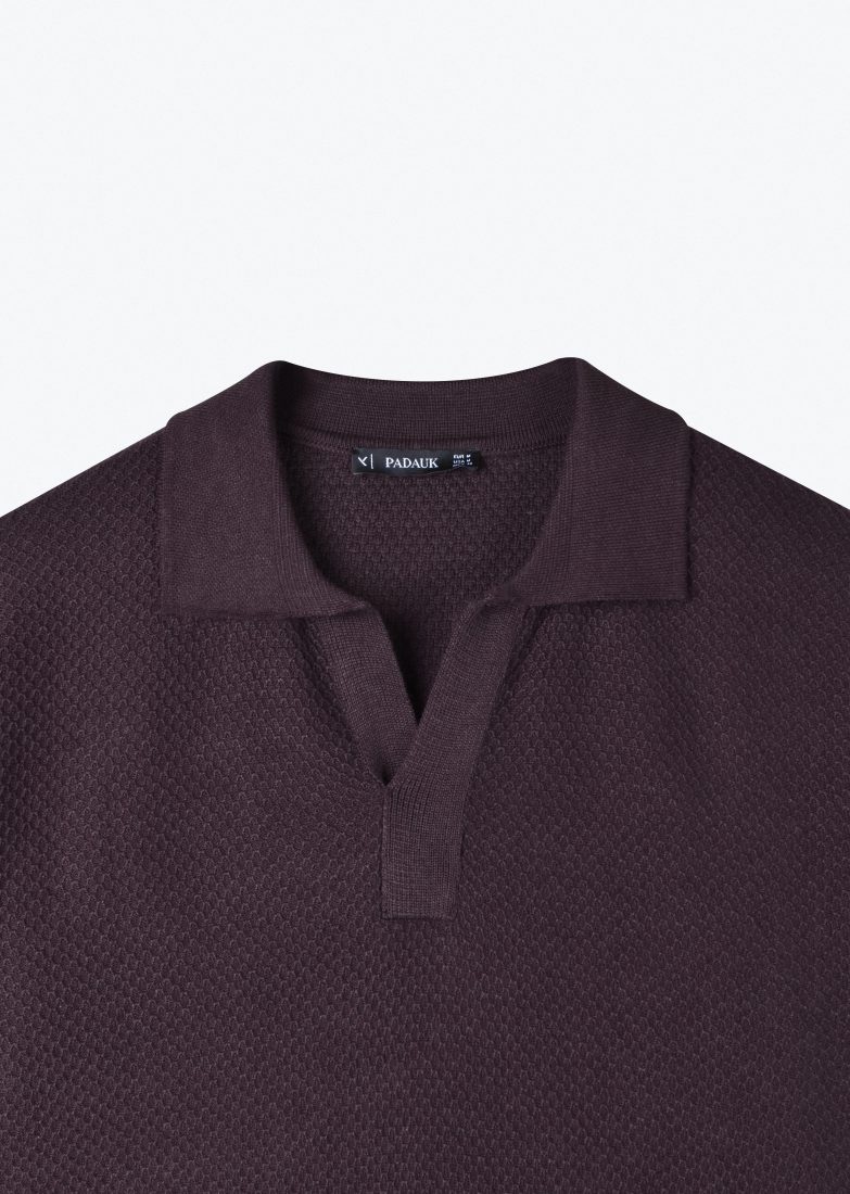 OPEN COLLAR KNIT POLO