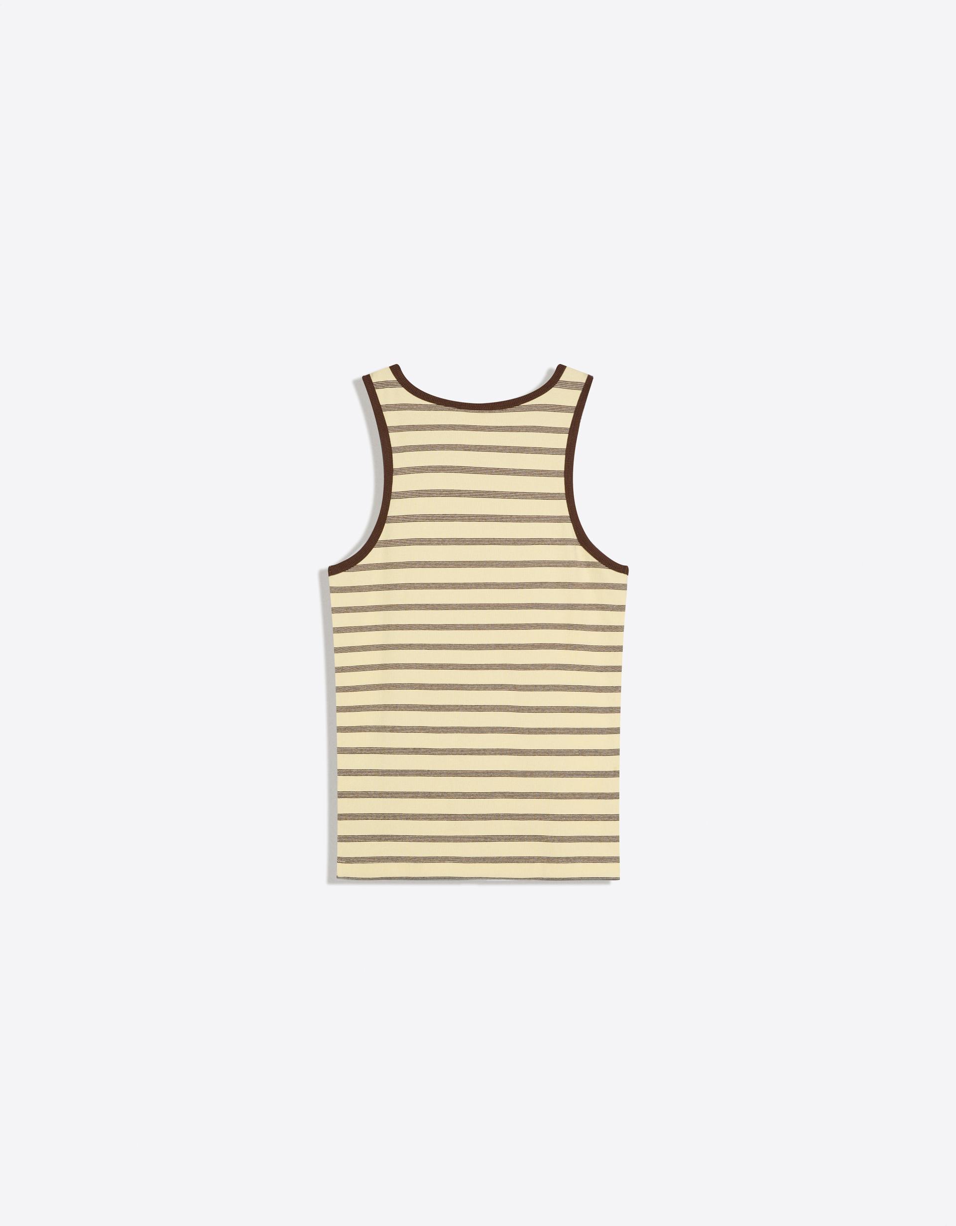Bershka Débardeur côtelé à rayures contrastées — Yellow