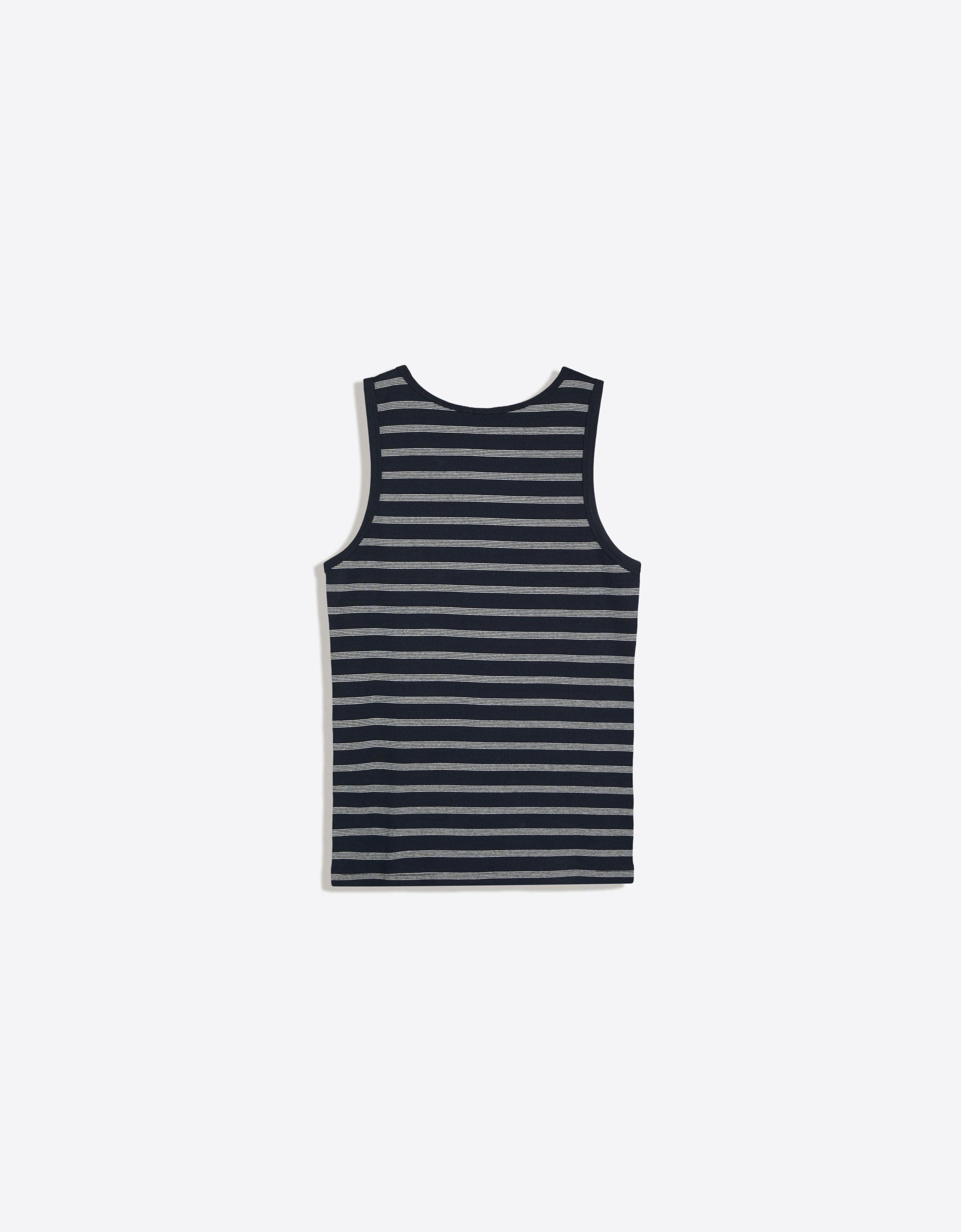 Bershka Débardeur côtelé à rayures contrastées — Navy