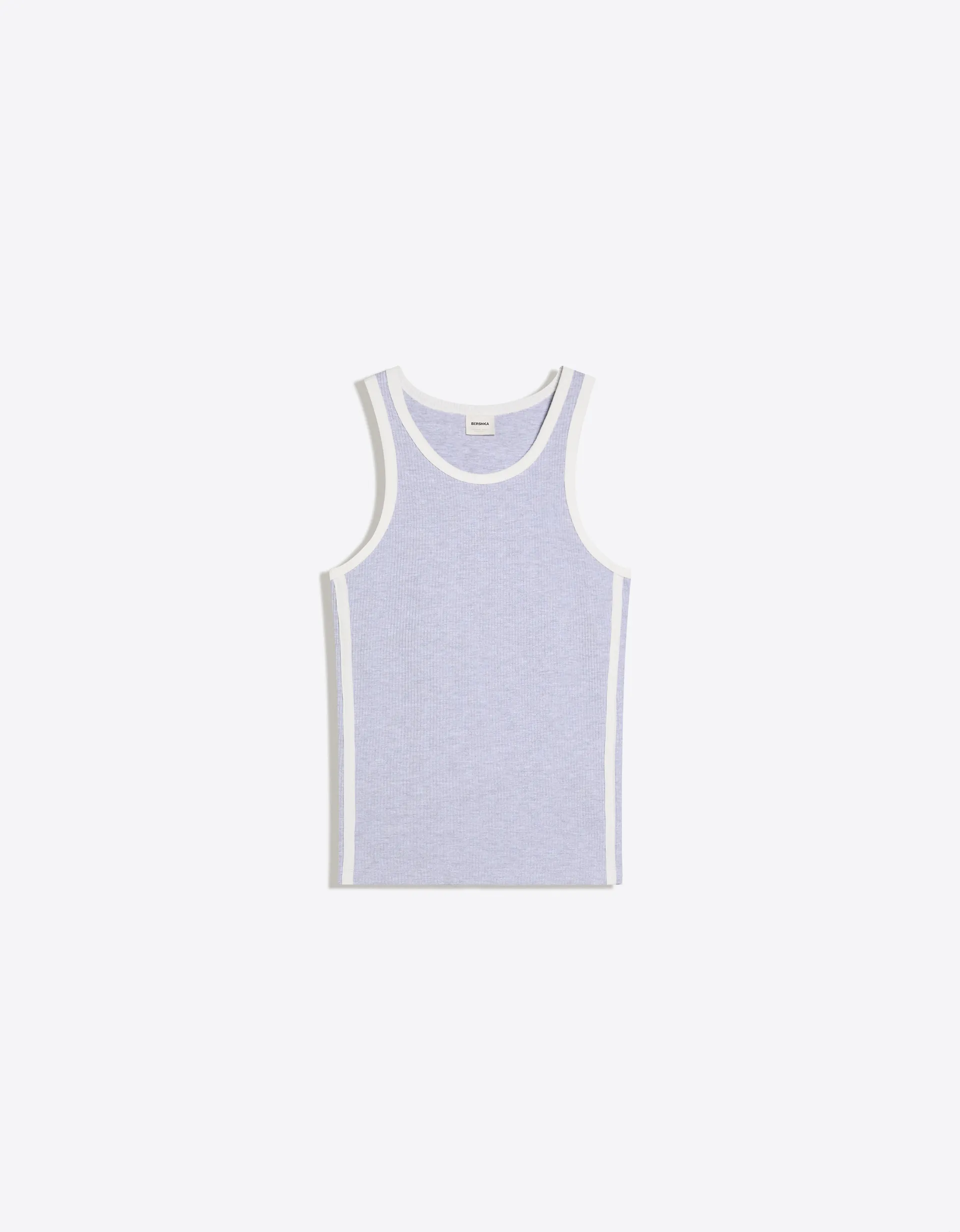 Bershka Débardeur côtelé contrastant style rétro — Light Grey