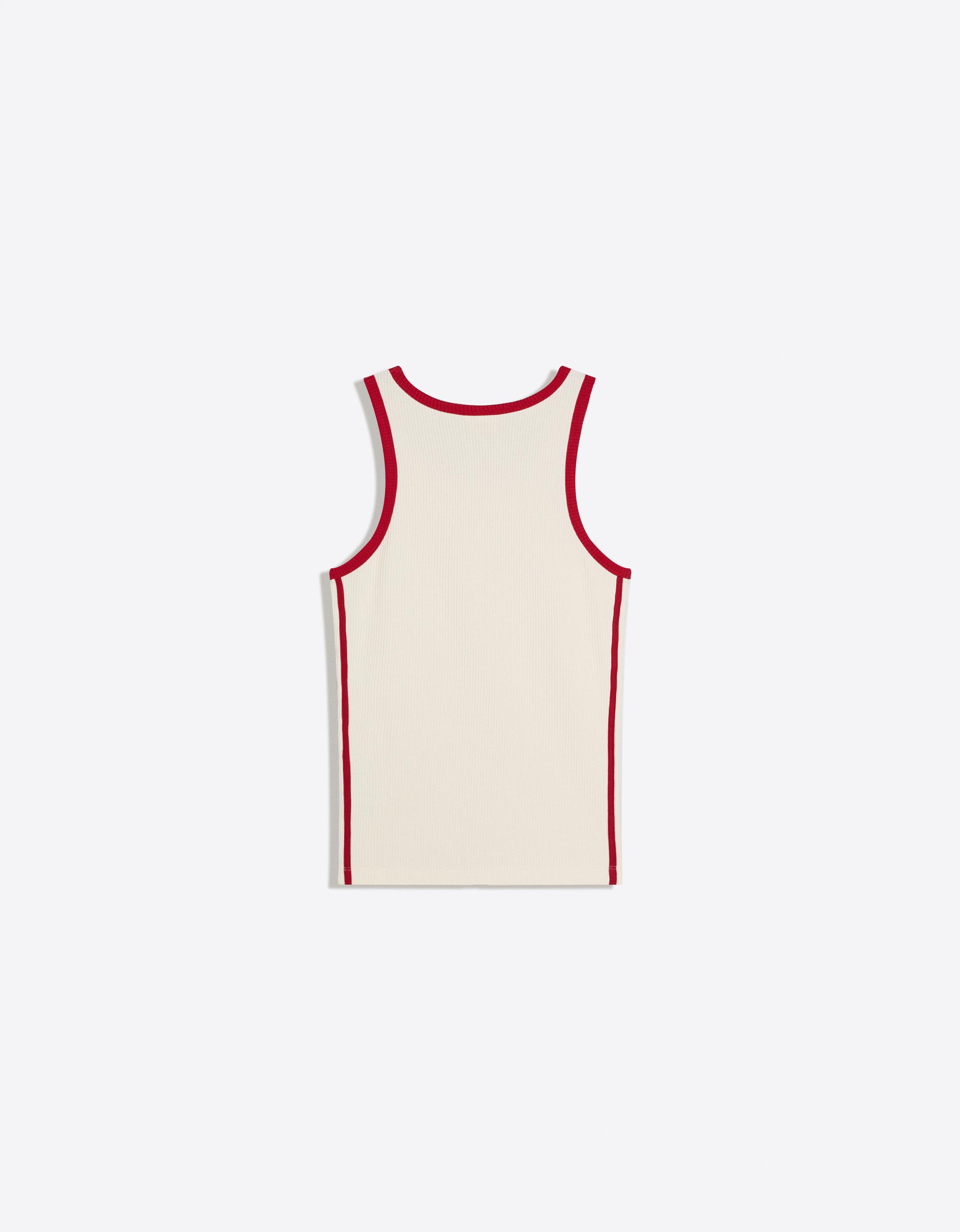 Bershka Débardeur côtelé contrastant style rétro — White