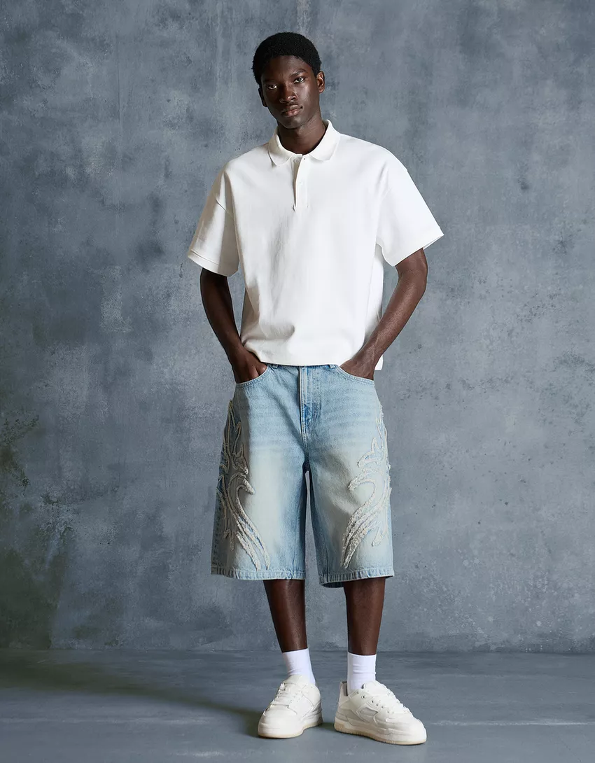 Bermuda baggy fit à patch