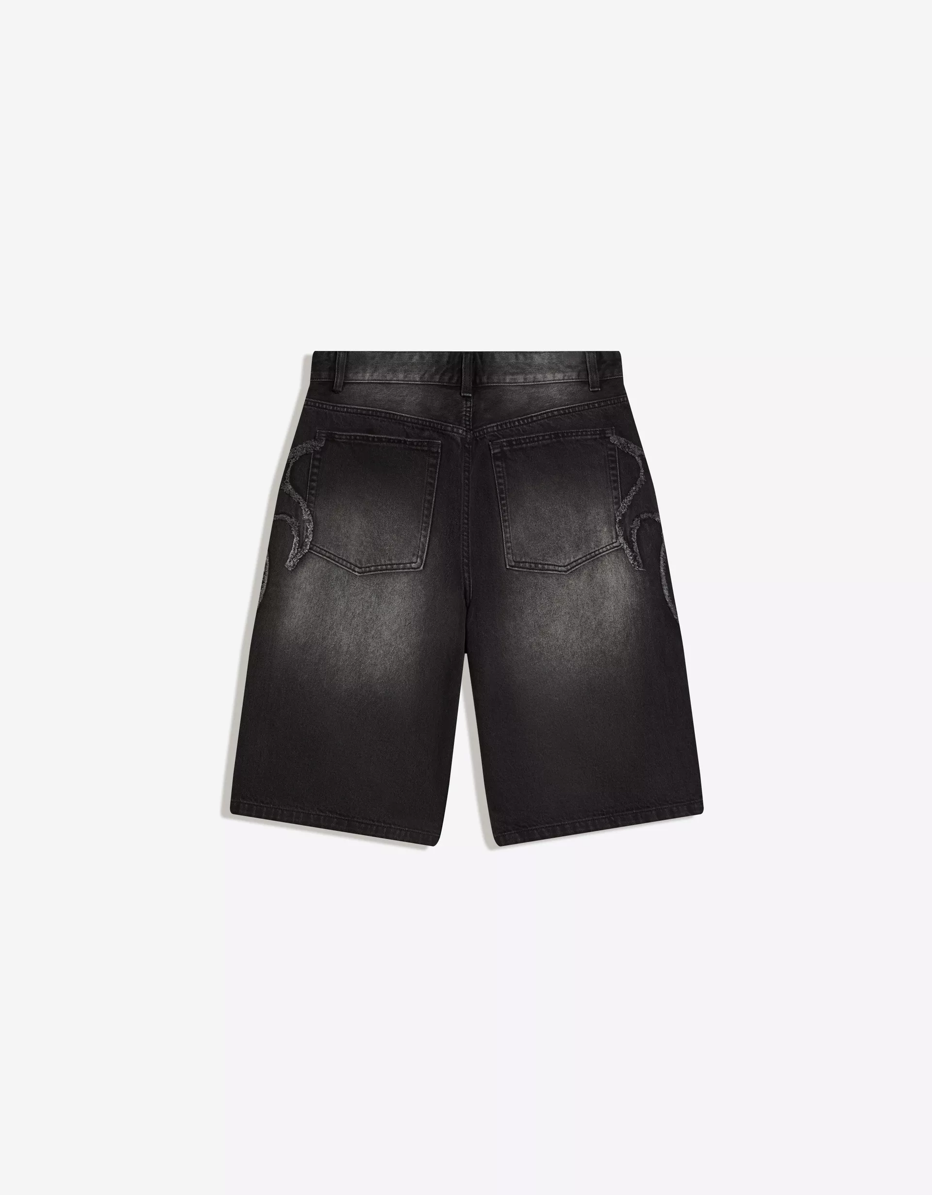 Bershka Bermuda baggy fit à patch — Black