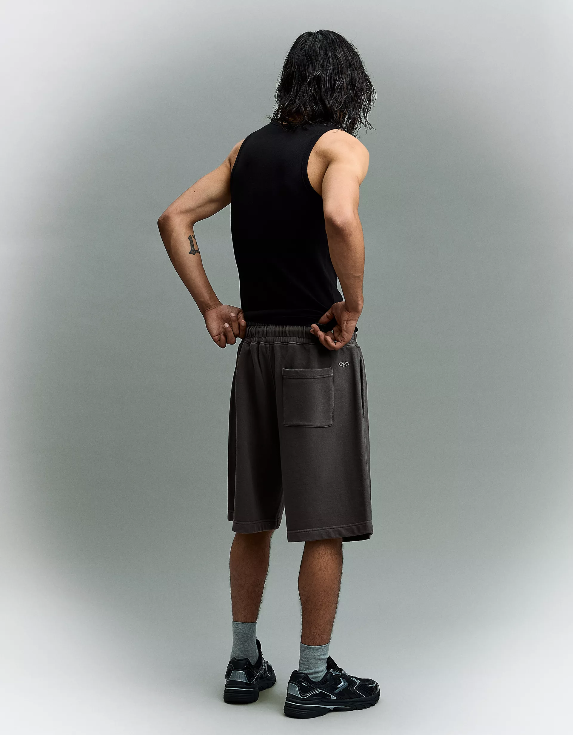 Bershka Bermuda Boxy fit lavé — Grey