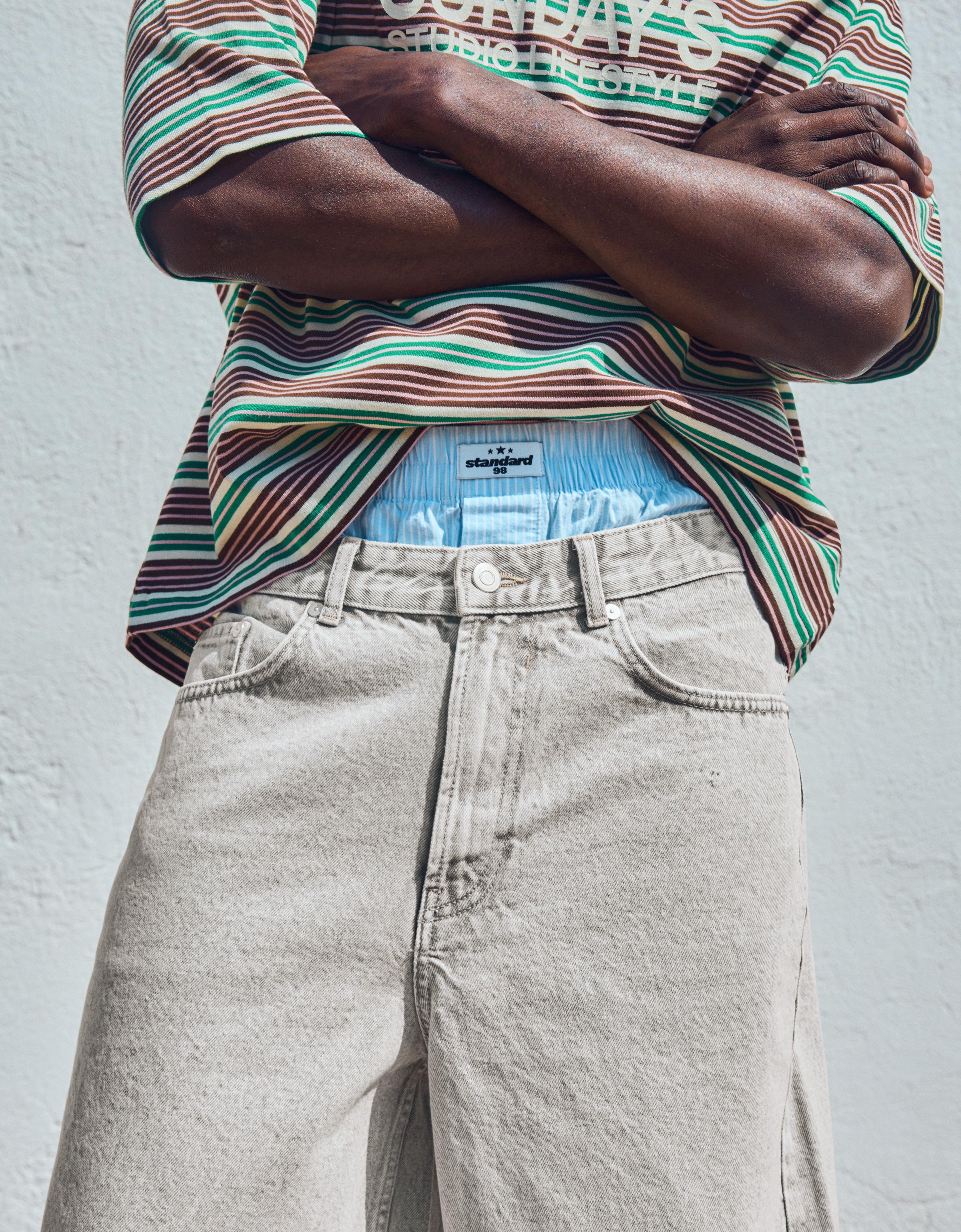 Bershka Bermuda denim baggy fit — Slate