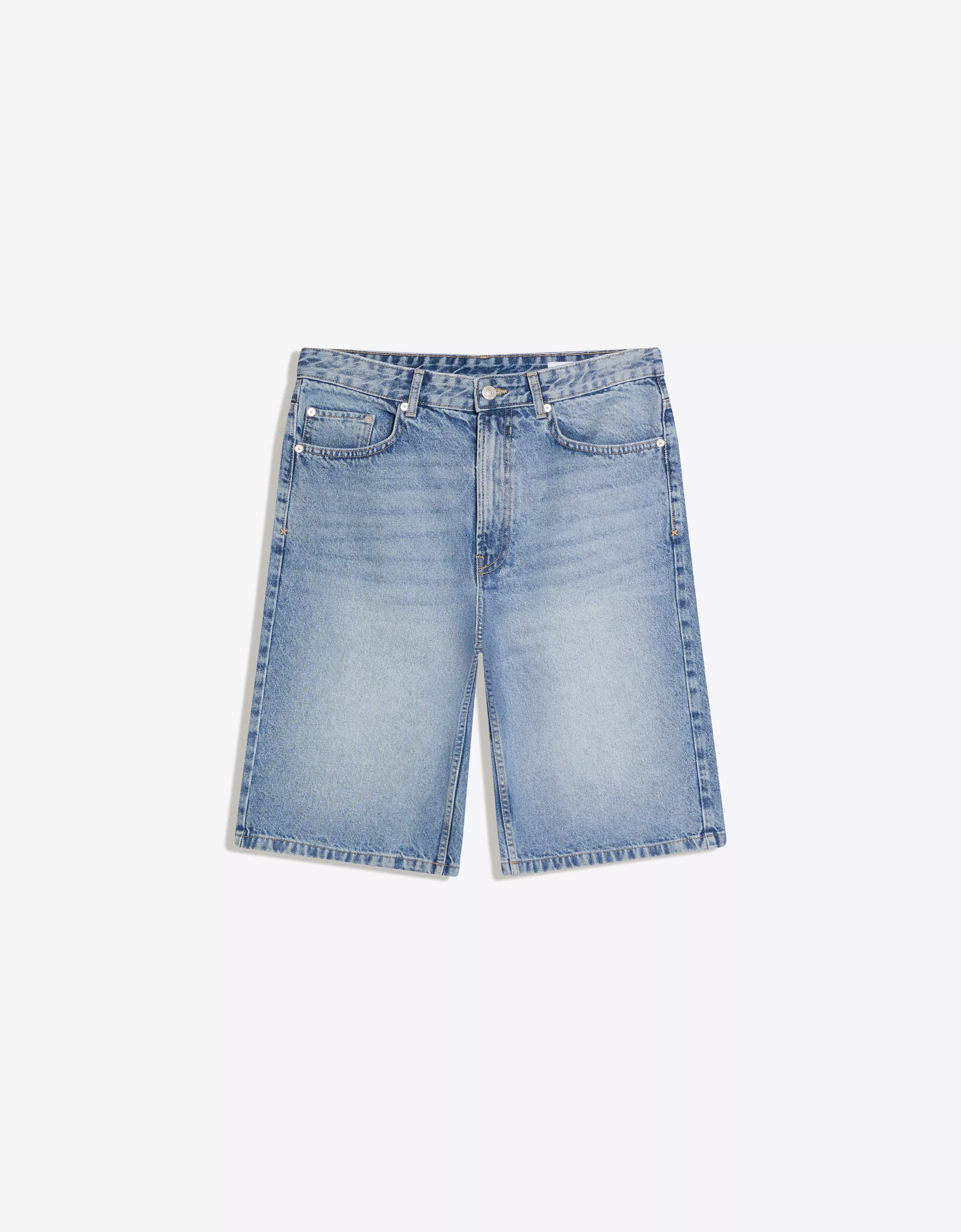 Bershka Bermuda denim baggy fit — Sky Blue