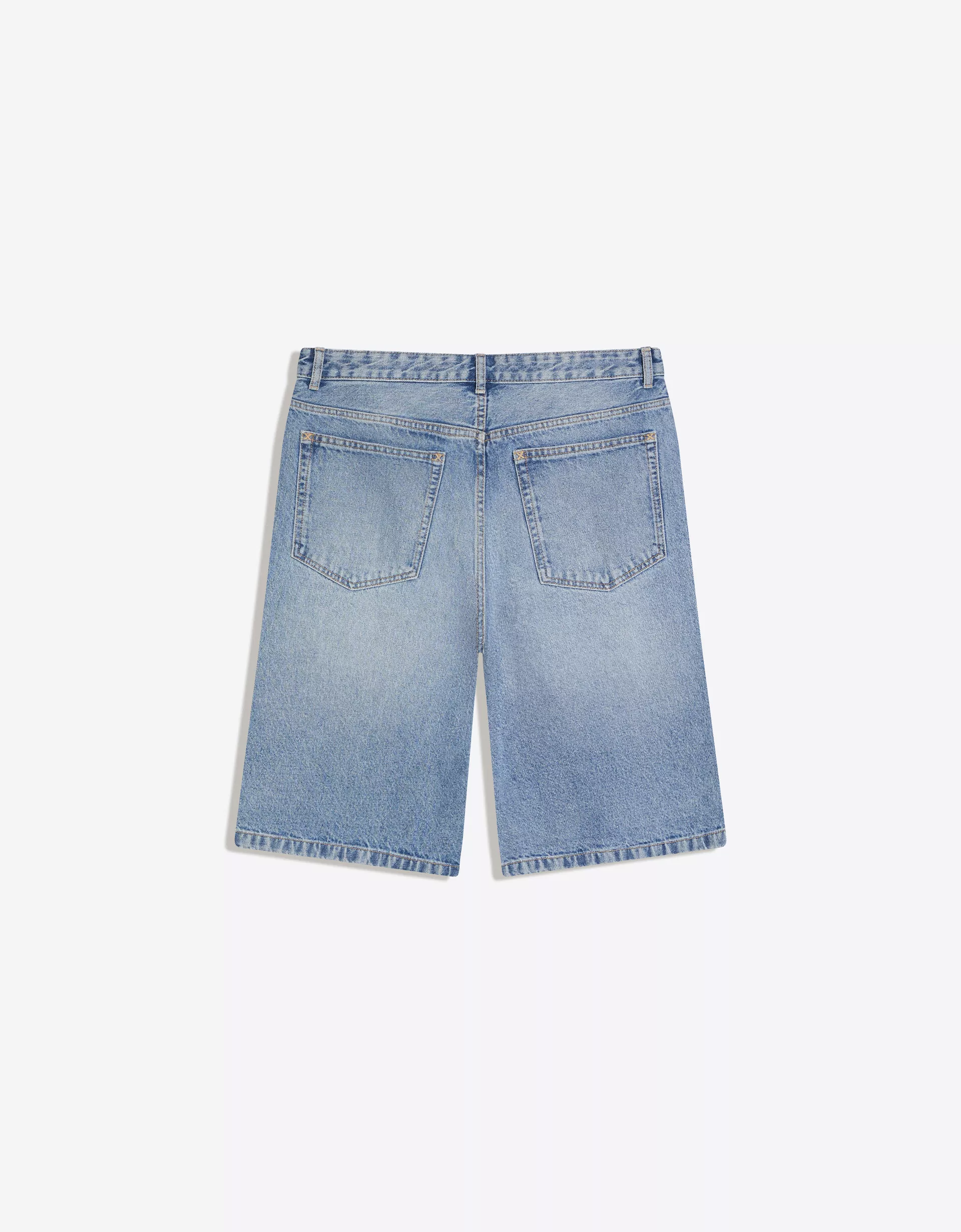 Bershka Bermuda denim baggy fit — Sky Blue