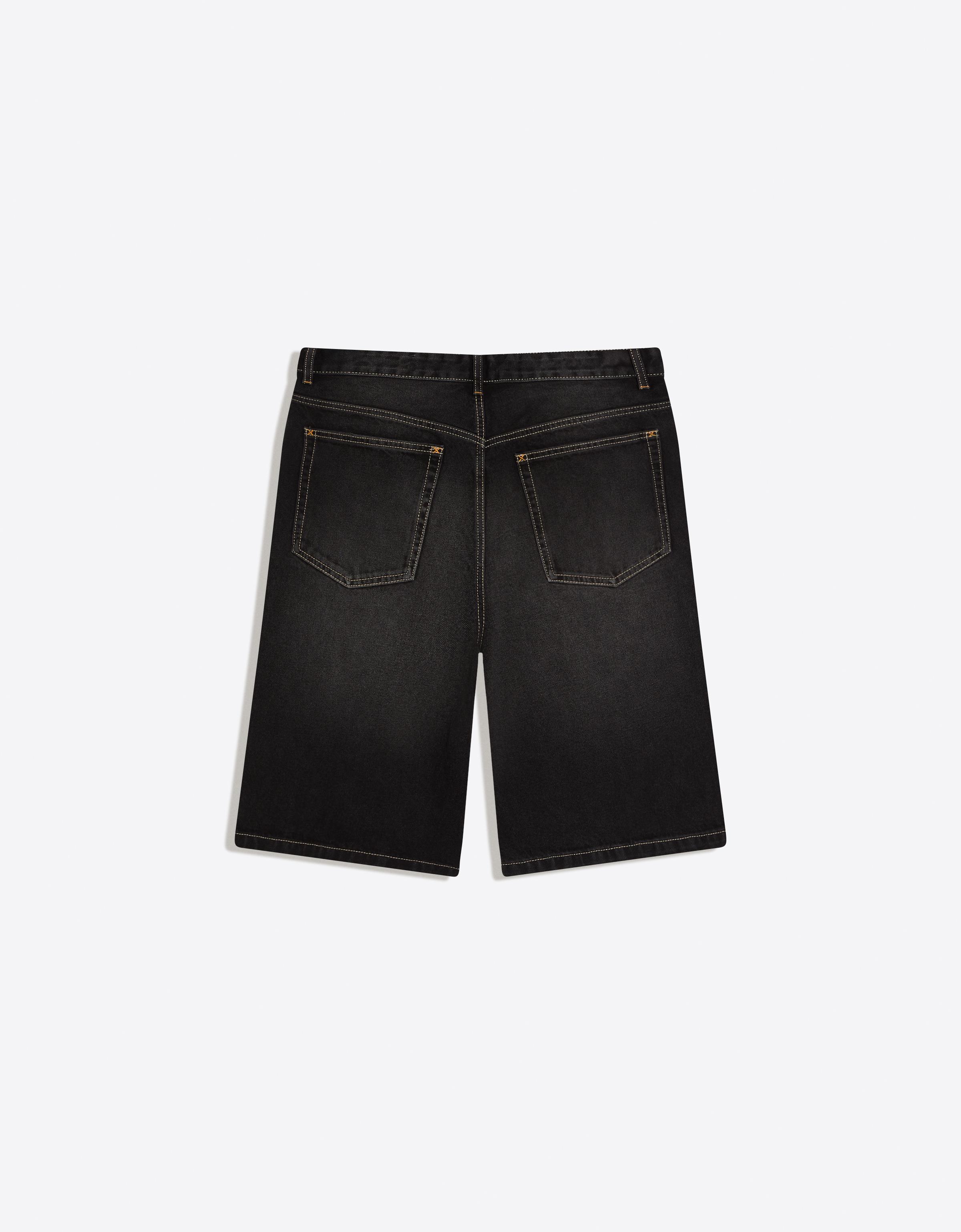 Bershka Bermuda denim baggy fit — Black