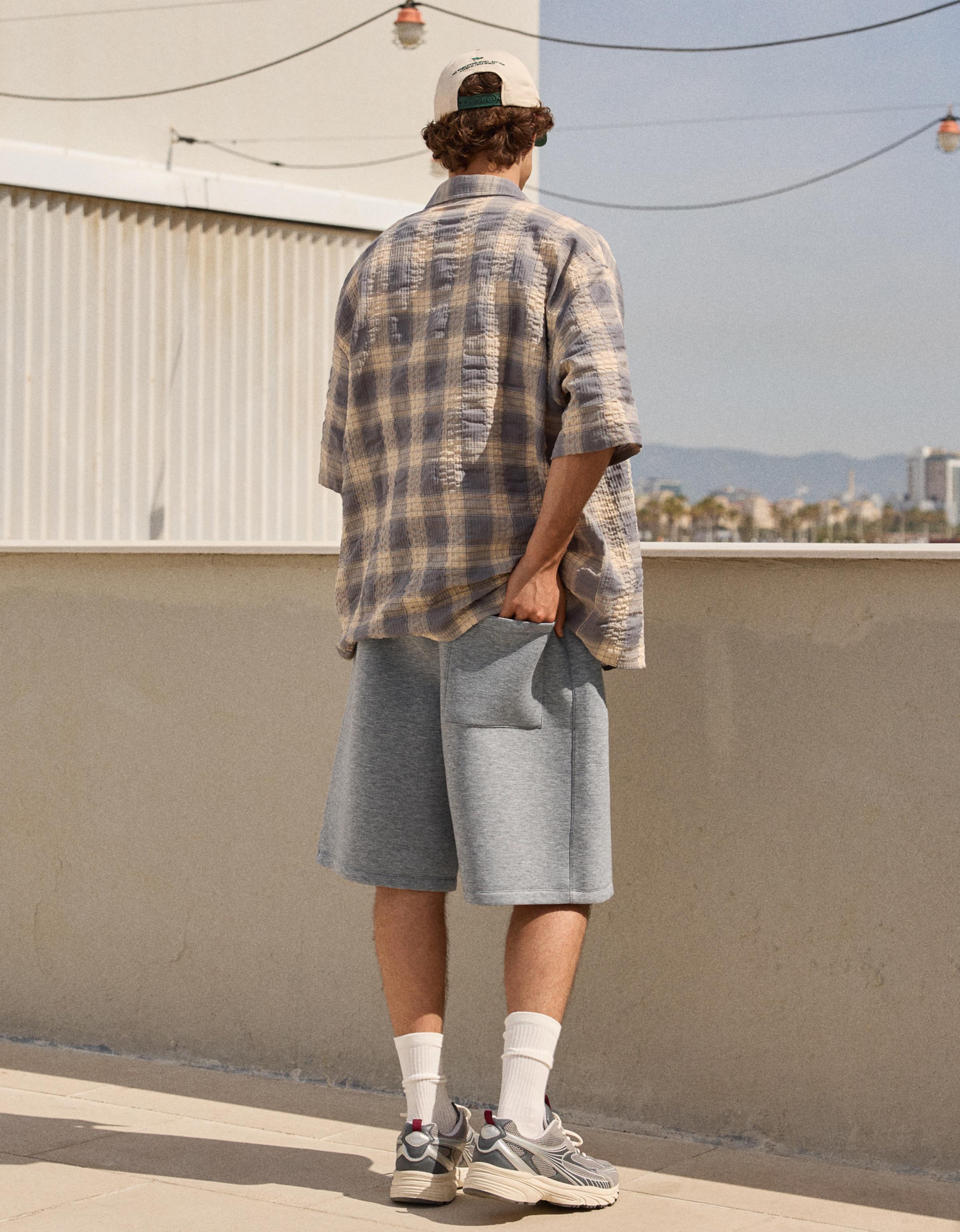 Bershka Bermuda effet néoprène oversize — Slate