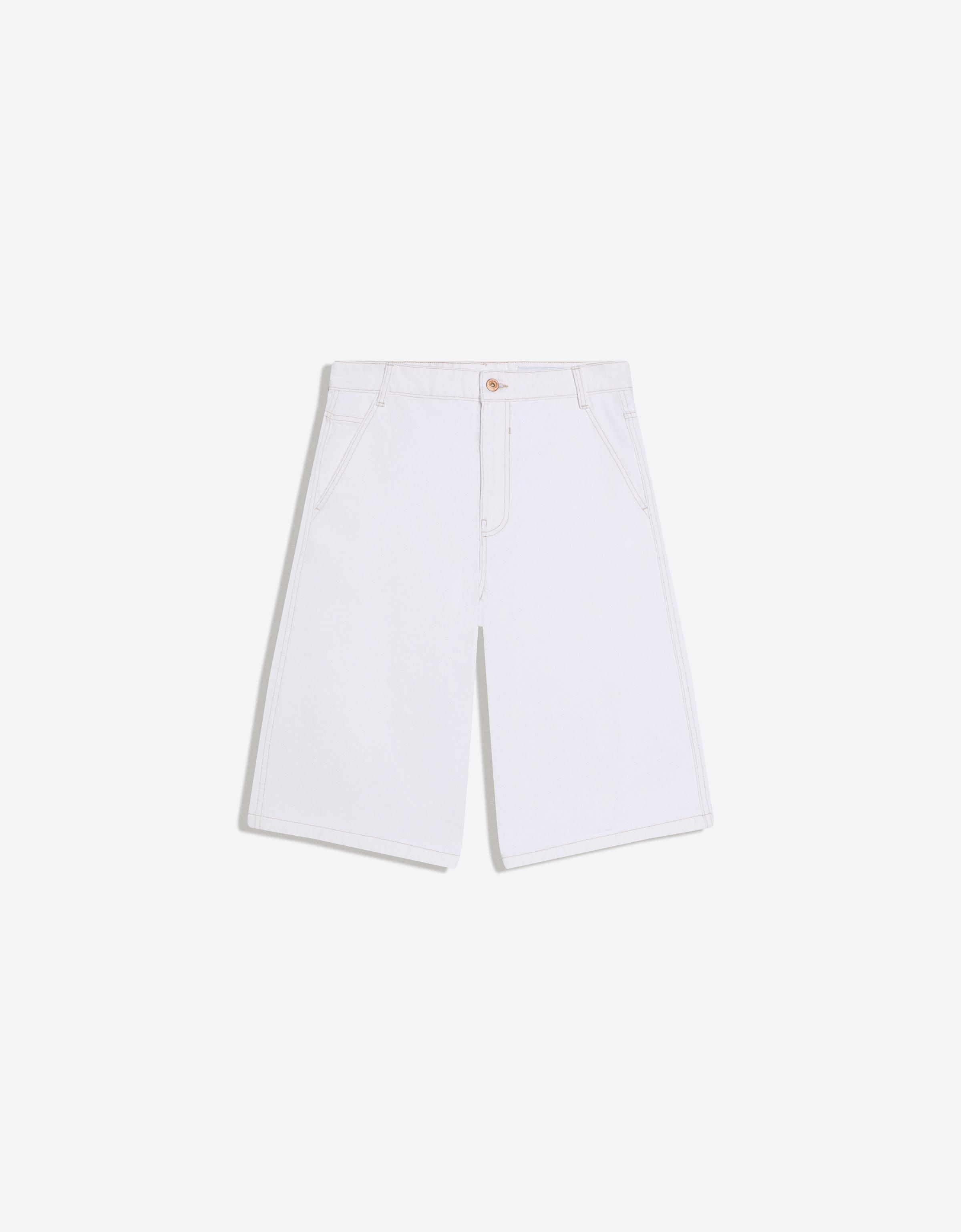 Bershka Bermuda Jean Skater — White