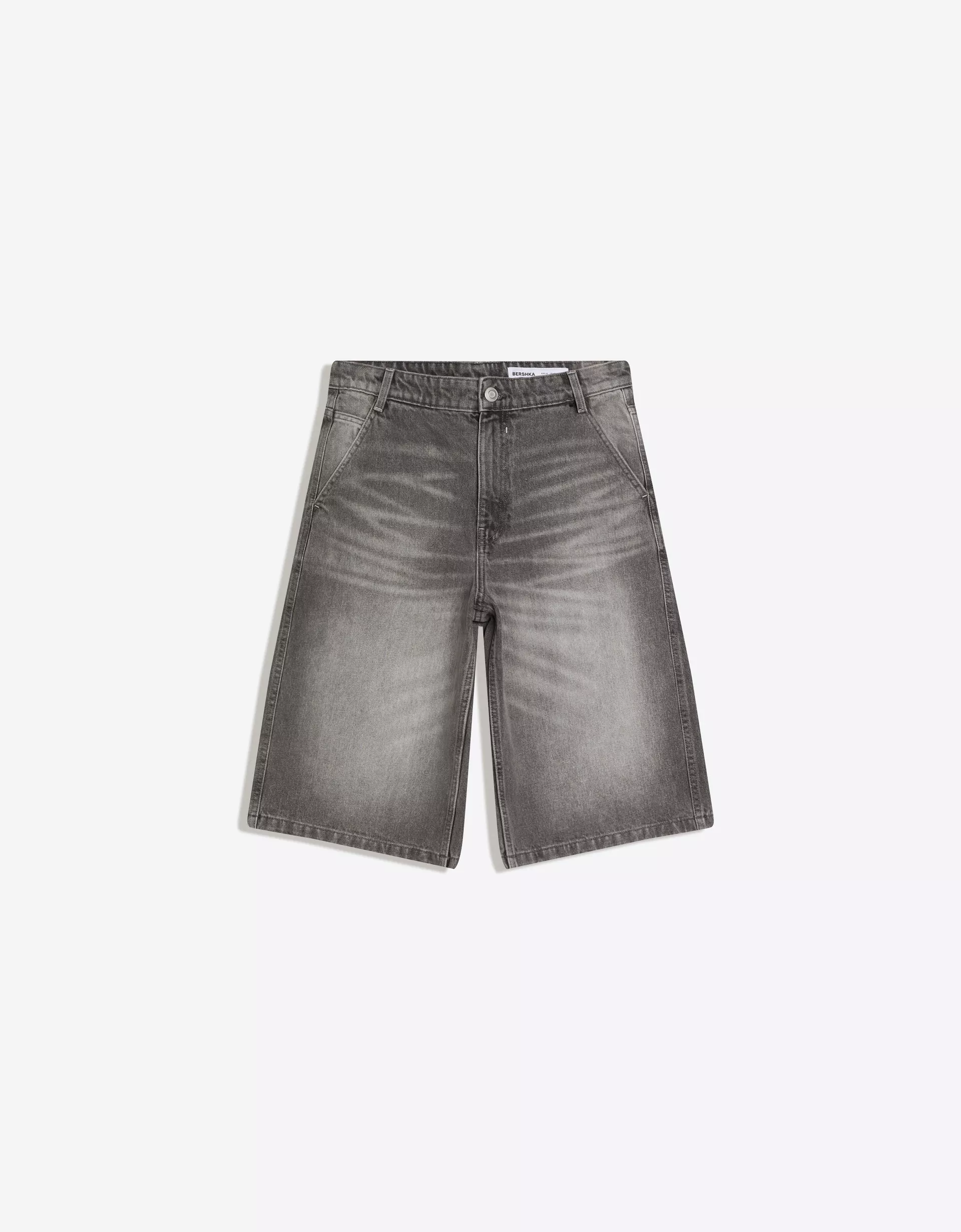 Bershka Bermuda Jean Skater — Silver