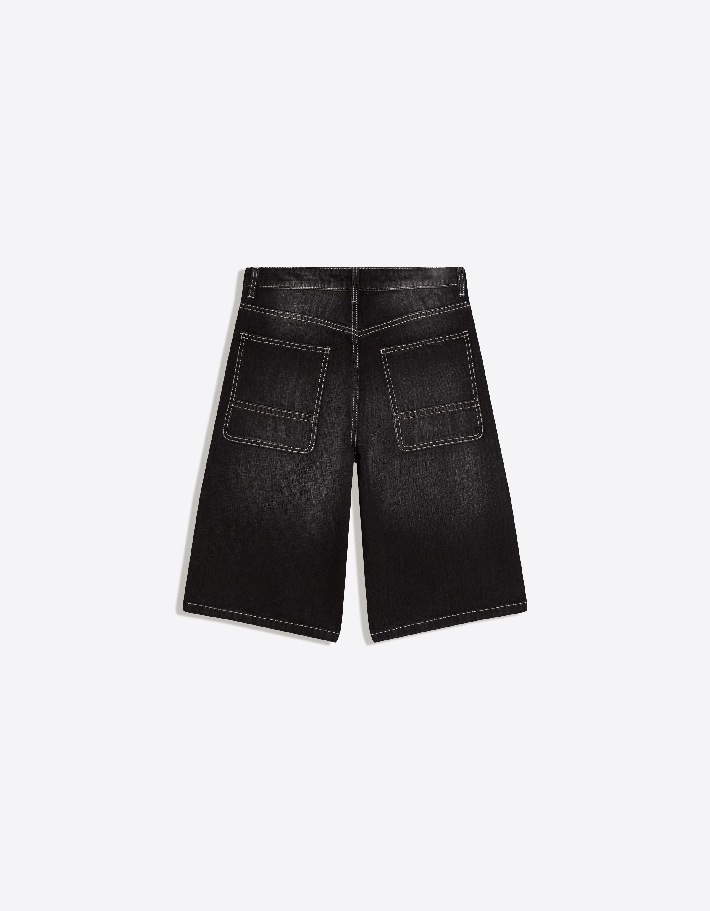 Bershka Bermuda Jean Skater — Black