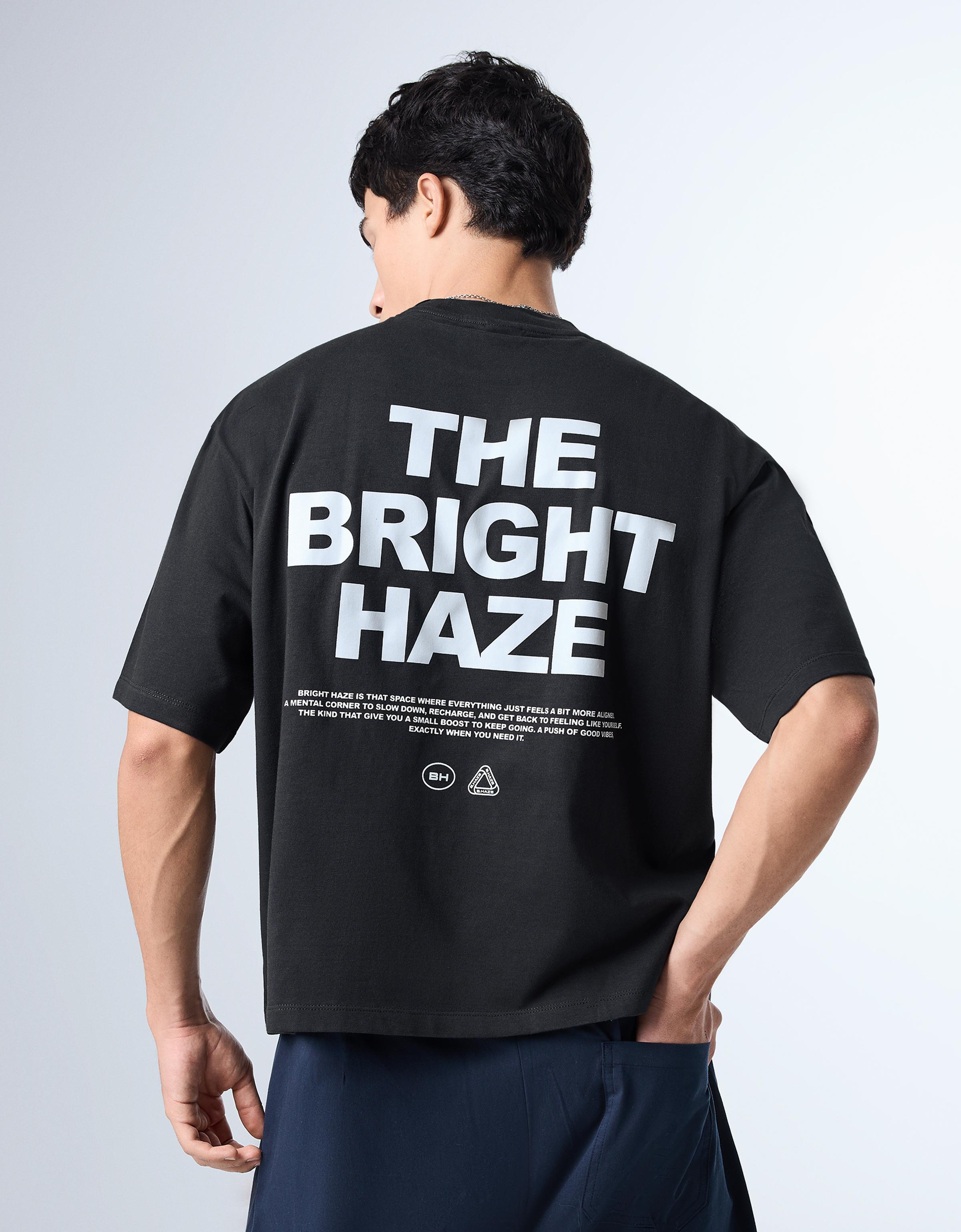 Bershka Boxy street lettering T-shirt — Navy