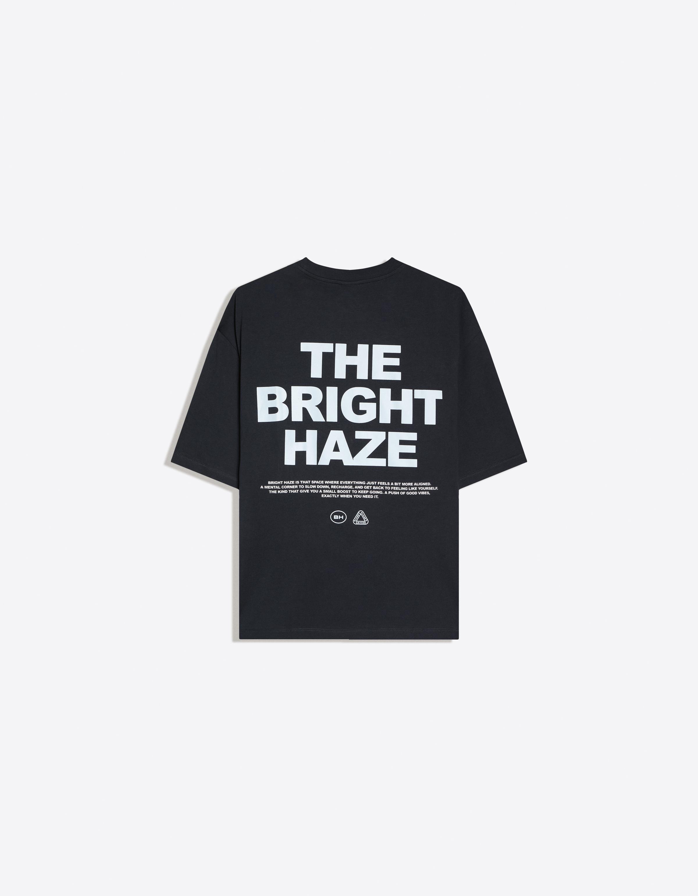 Bershka Boxy street lettering T-shirt — Navy
