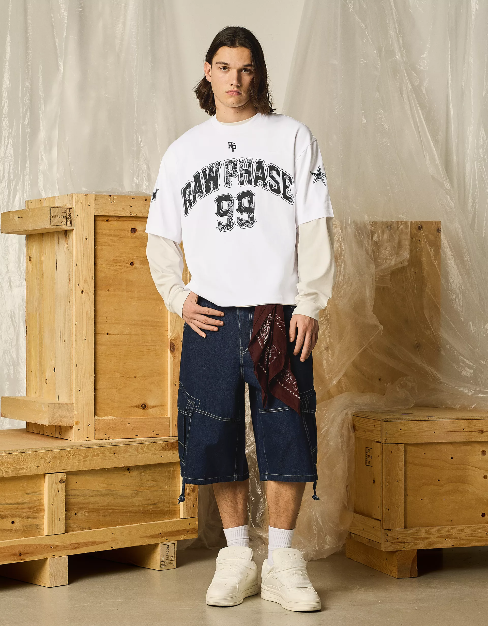 Bershka Boxy Fit Graphic T-Shirt — White