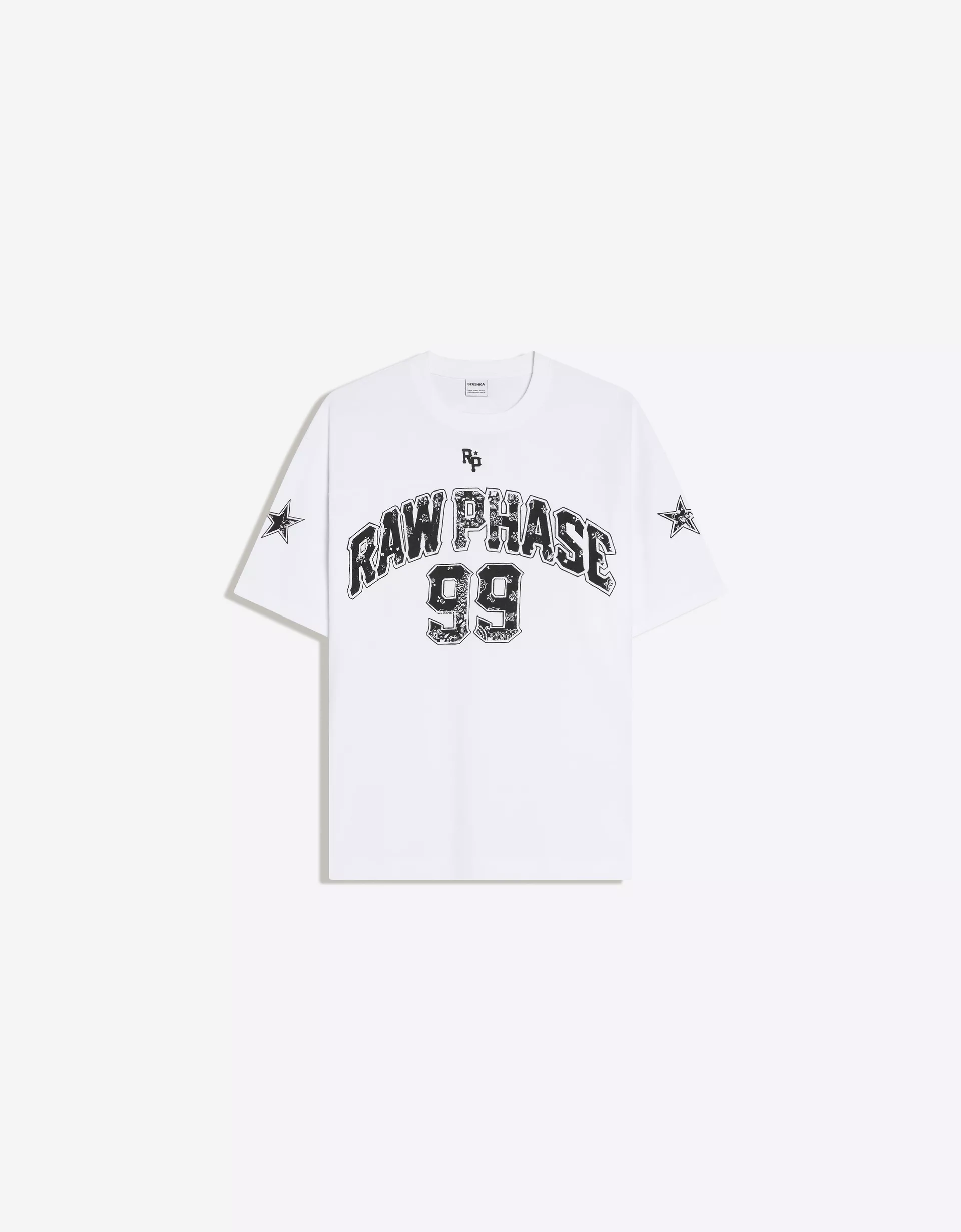Bershka Boxy Fit Graphic T-Shirt — White