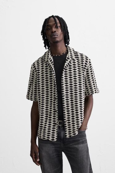 Chemise jacquard contrast