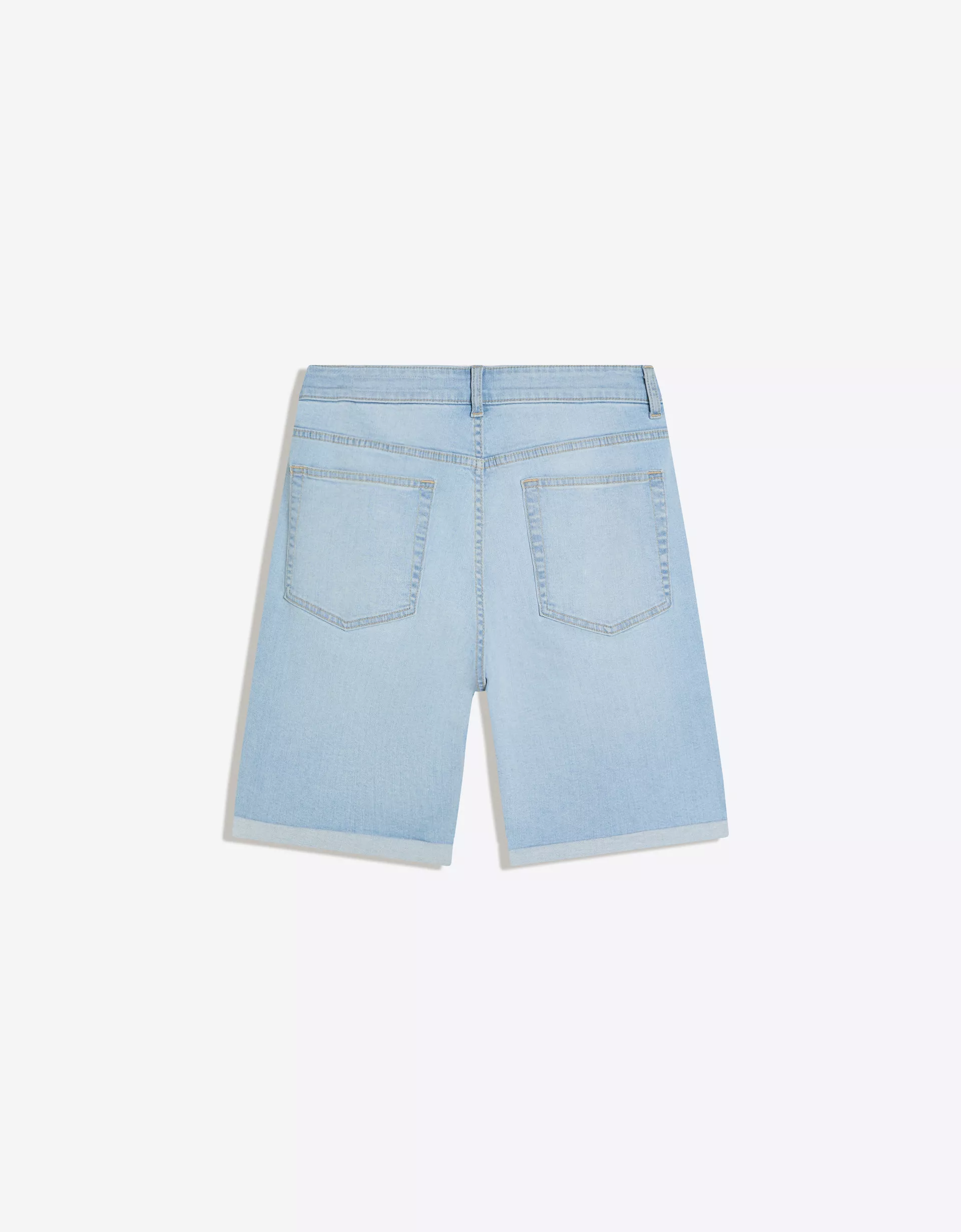 Bershka Cuffed Bermuda Shorts — Sky Blue
