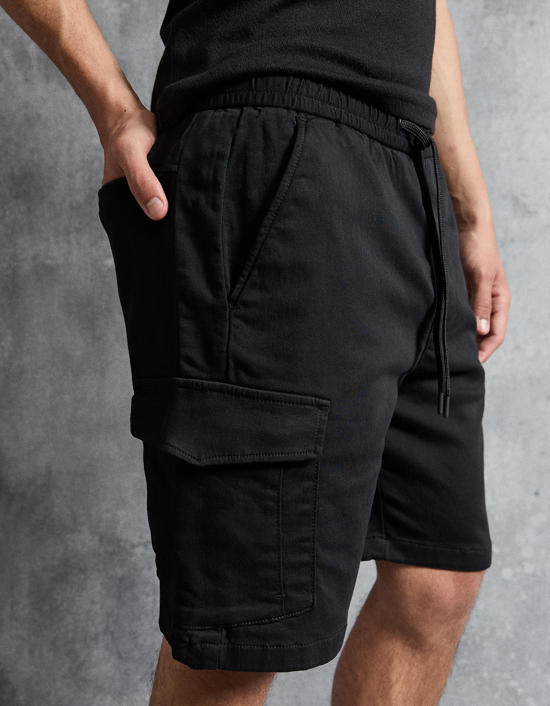 Bershka Regular Cargo Bermuda — Noir