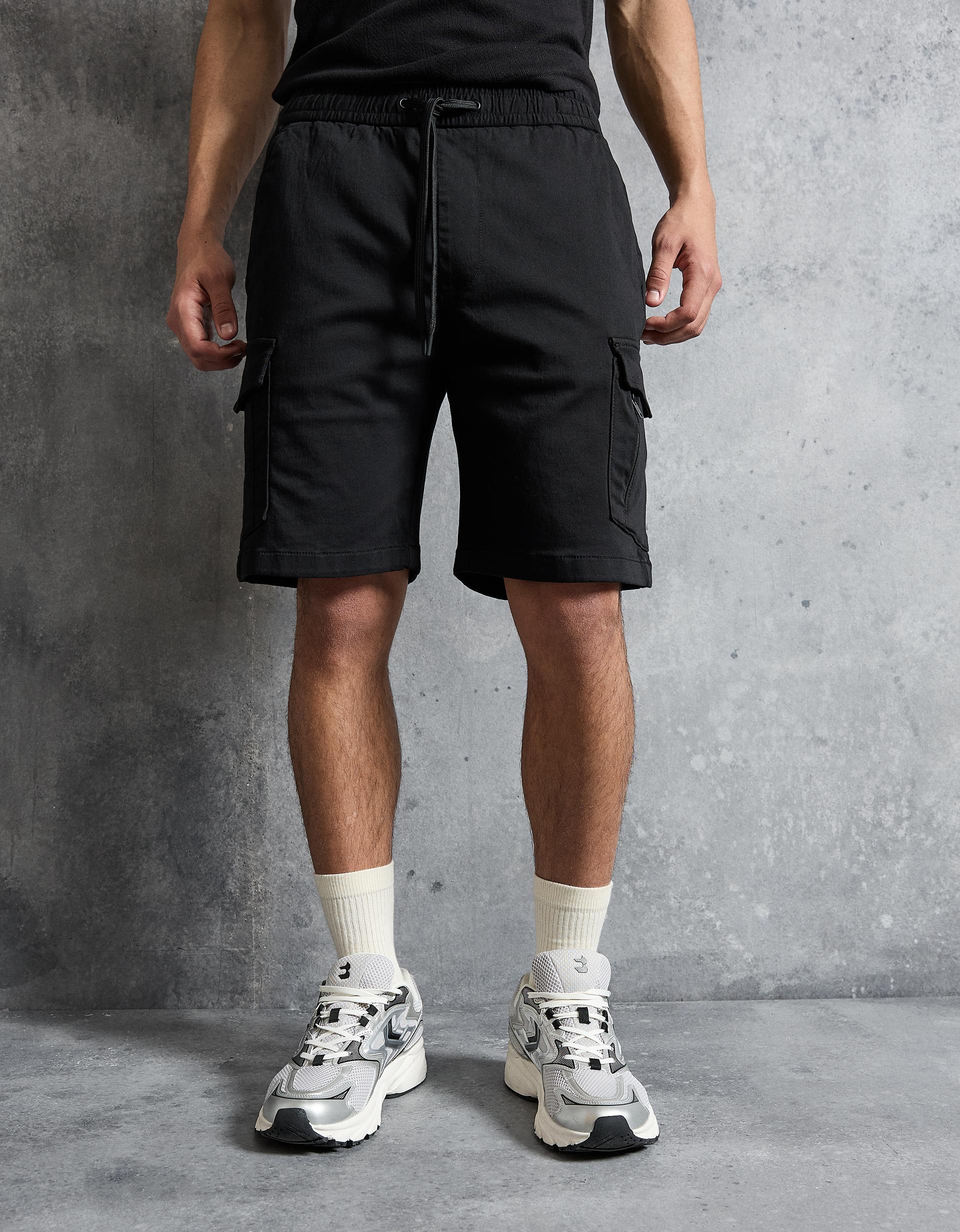 Bershka Regular Cargo Bermuda — Noir
