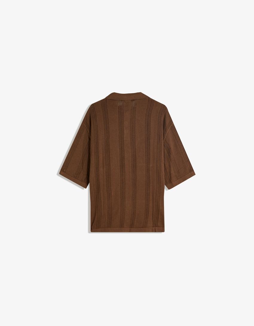 Bershka Essential Soft Cotton Polo — Brown
