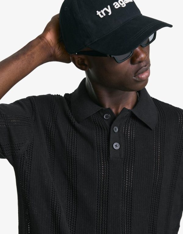 Bershka Essential Soft Cotton Polo — Black