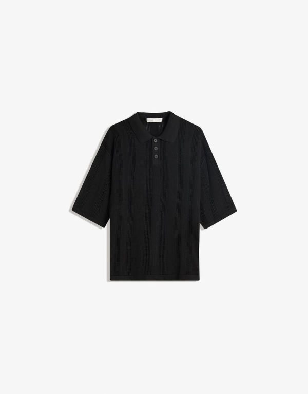 Bershka Essential Soft Cotton Polo — Black