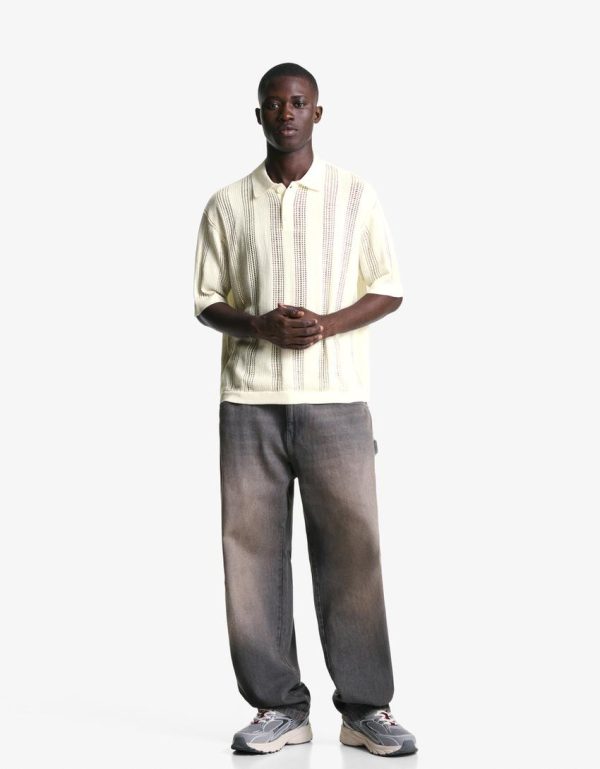 Bershka Essential Soft Cotton Polo — White