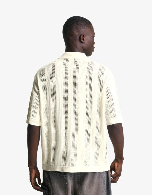 Bershka Essential Soft Cotton Polo — White