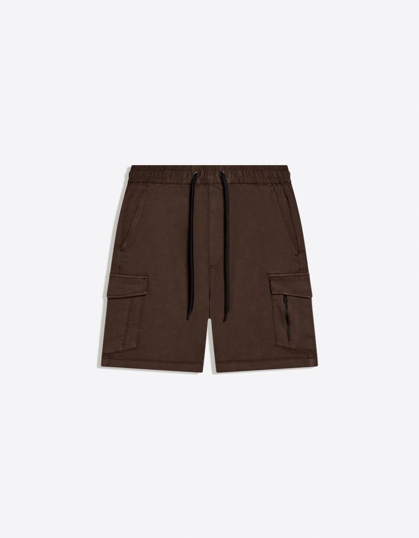 Bershka Regular Cargo Bermuda — Brown