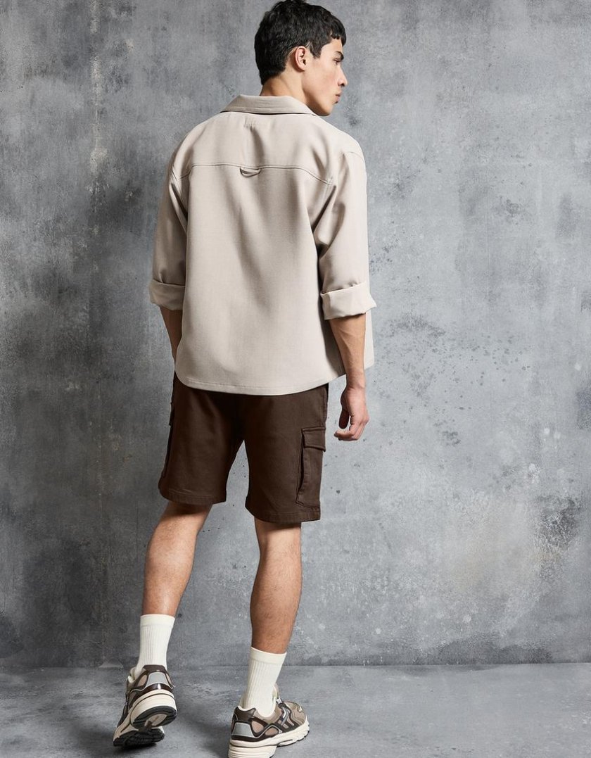 Bershka Regular Cargo Bermuda — Brown