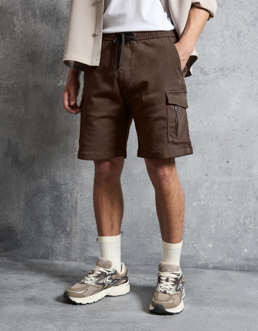 Bershka Regular Cargo Bermuda — Brown