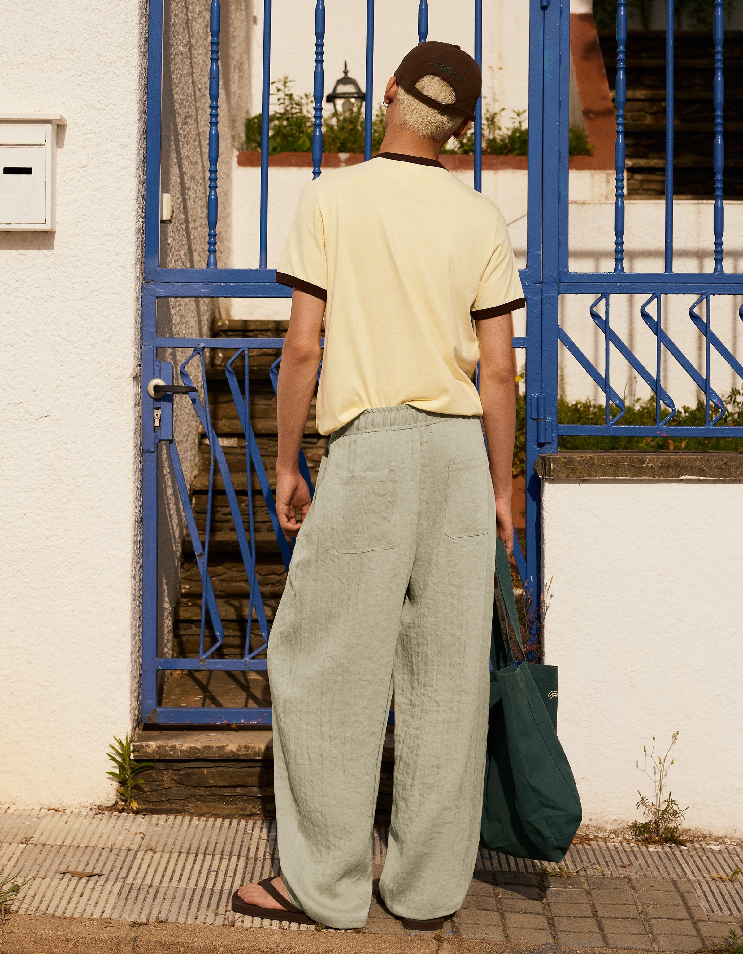 Bershka Rustic Baggy Trousers — Olive