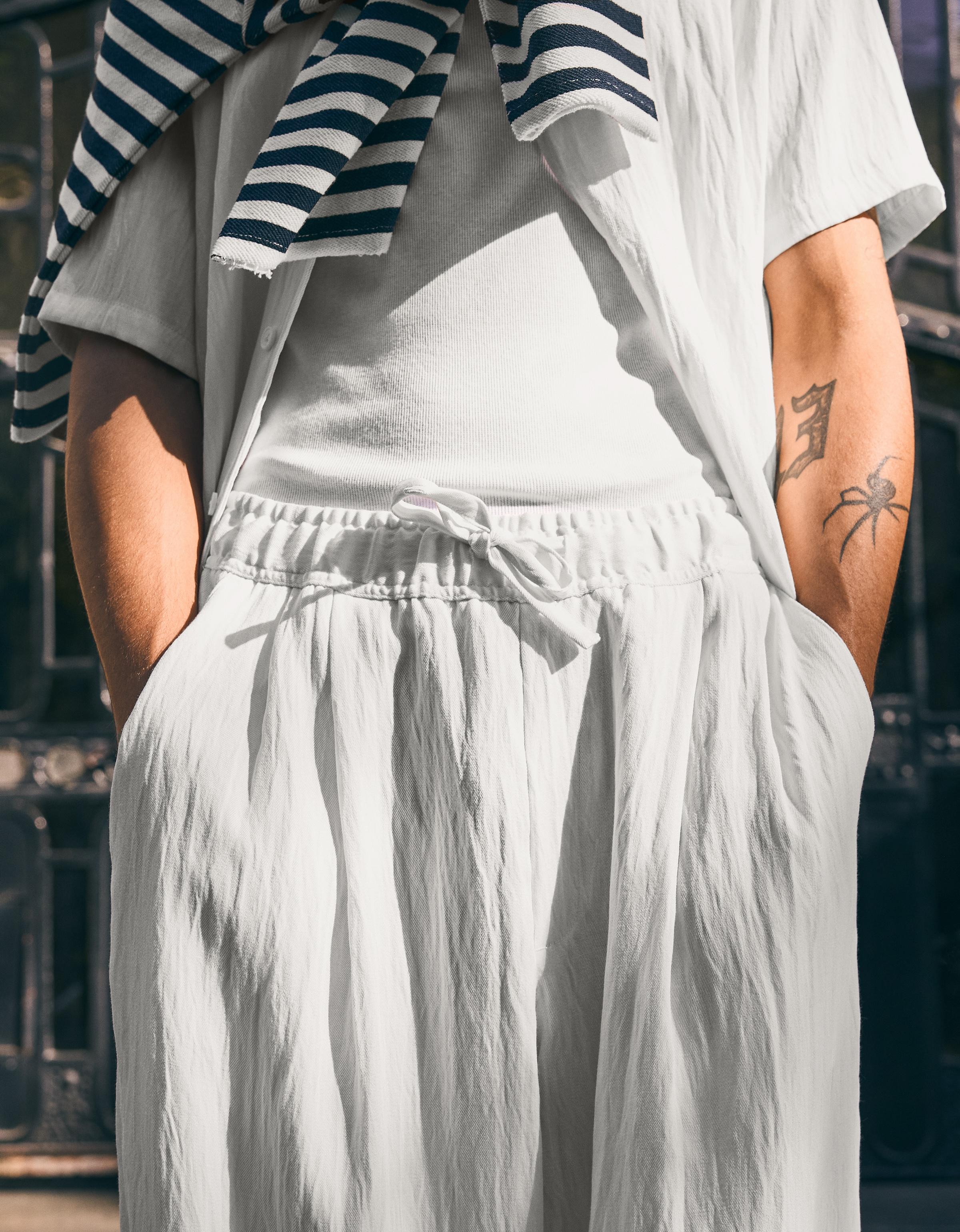 Bershka Rustic Baggy Trousers — White