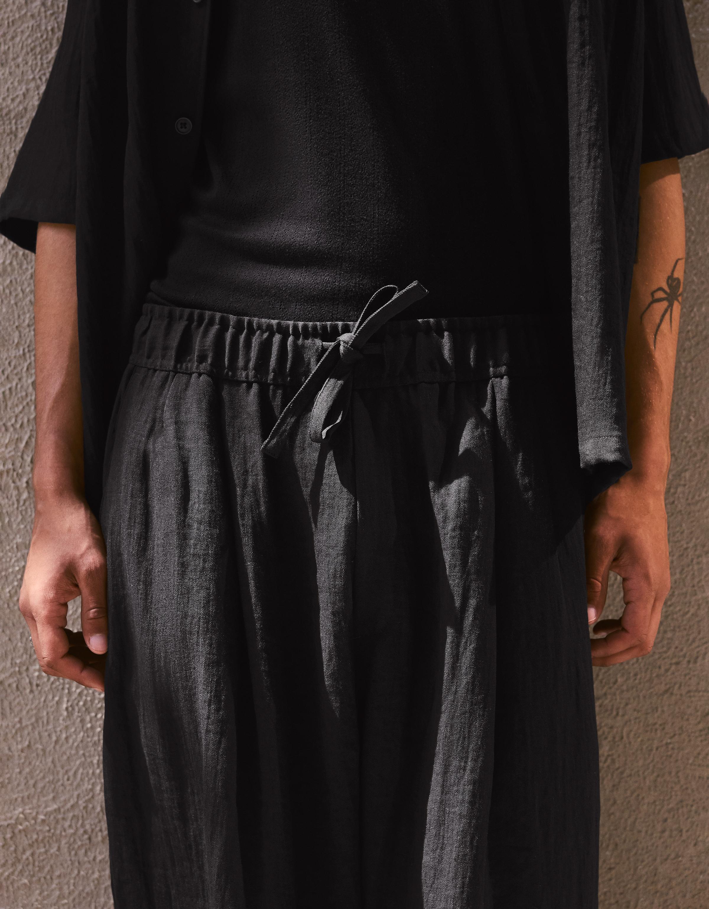Bershka Rustic Baggy Trousers — Black