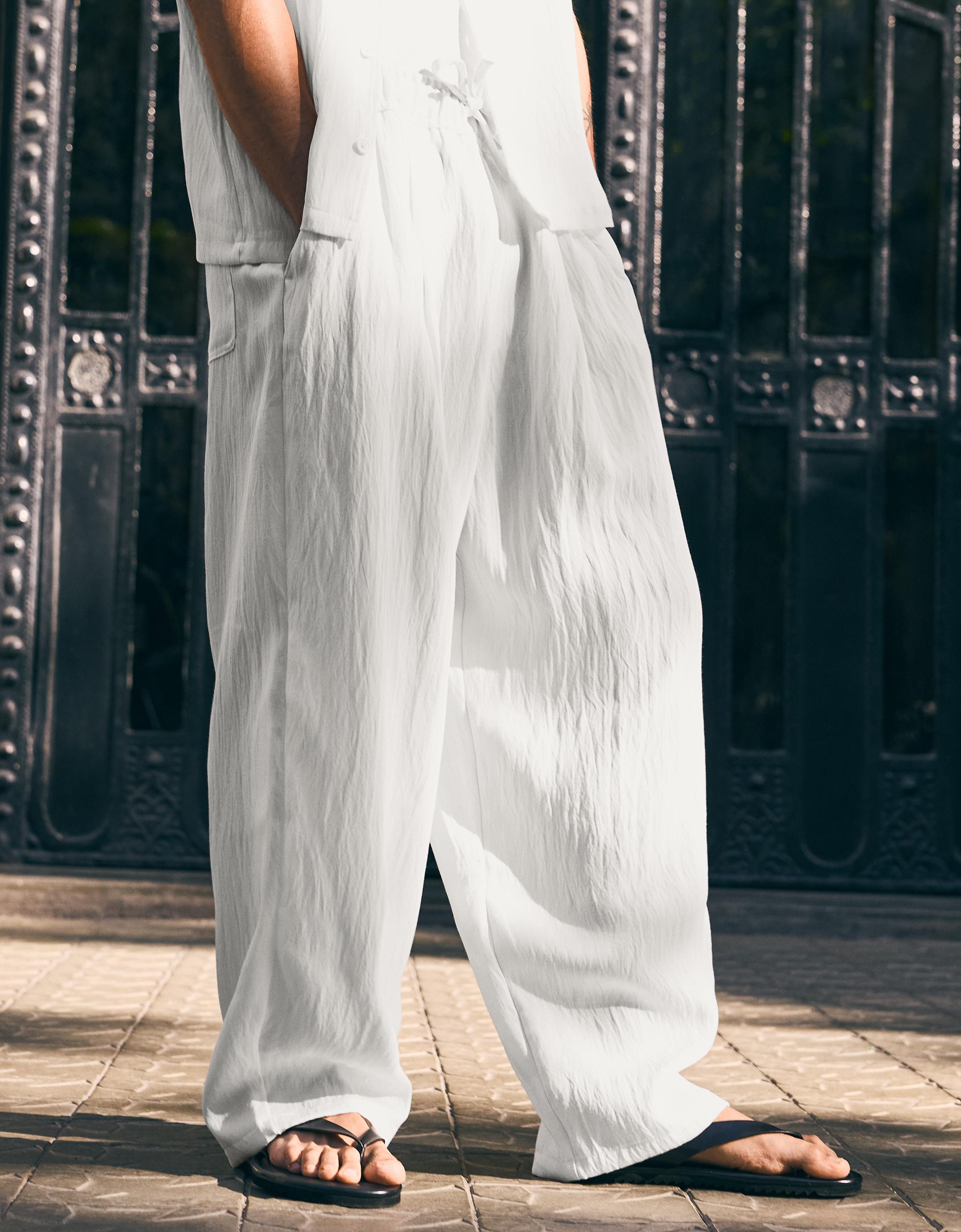 Bershka Rustic Baggy Trousers — White